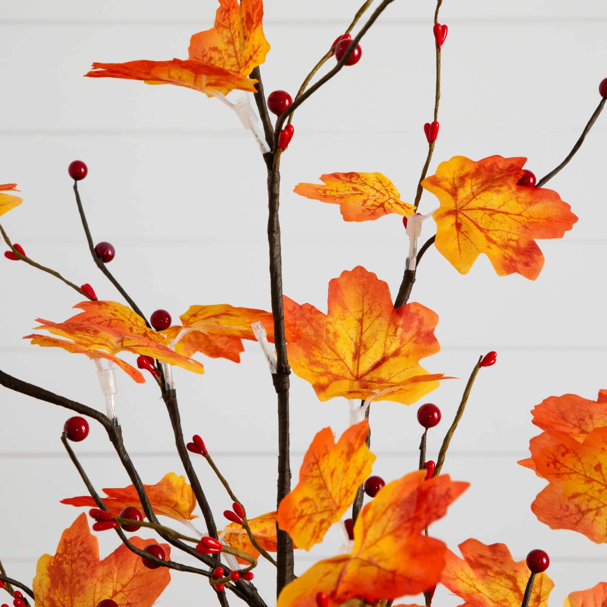 3ft. Pre-Lit Autumn Maple Artificial Fall Tree with Berries and 36 Warm White LED Lights
