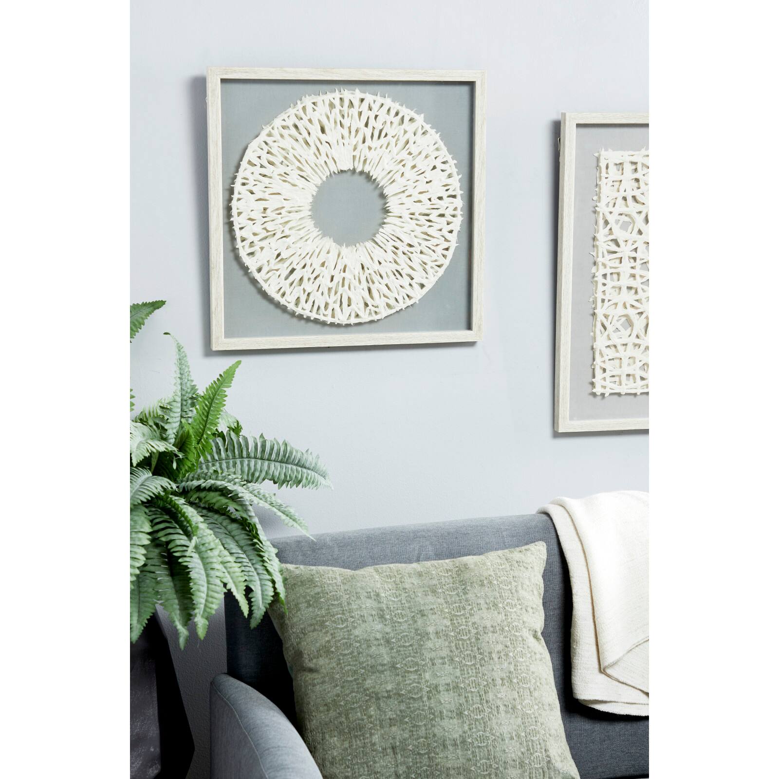 White Paper Handmade Geometric Circle Framed Shadow Box