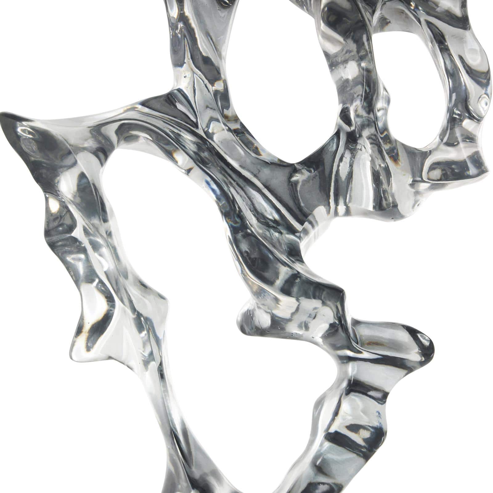 18" Clear Glass Handmade Freeform Sculpture with Clear Square Base