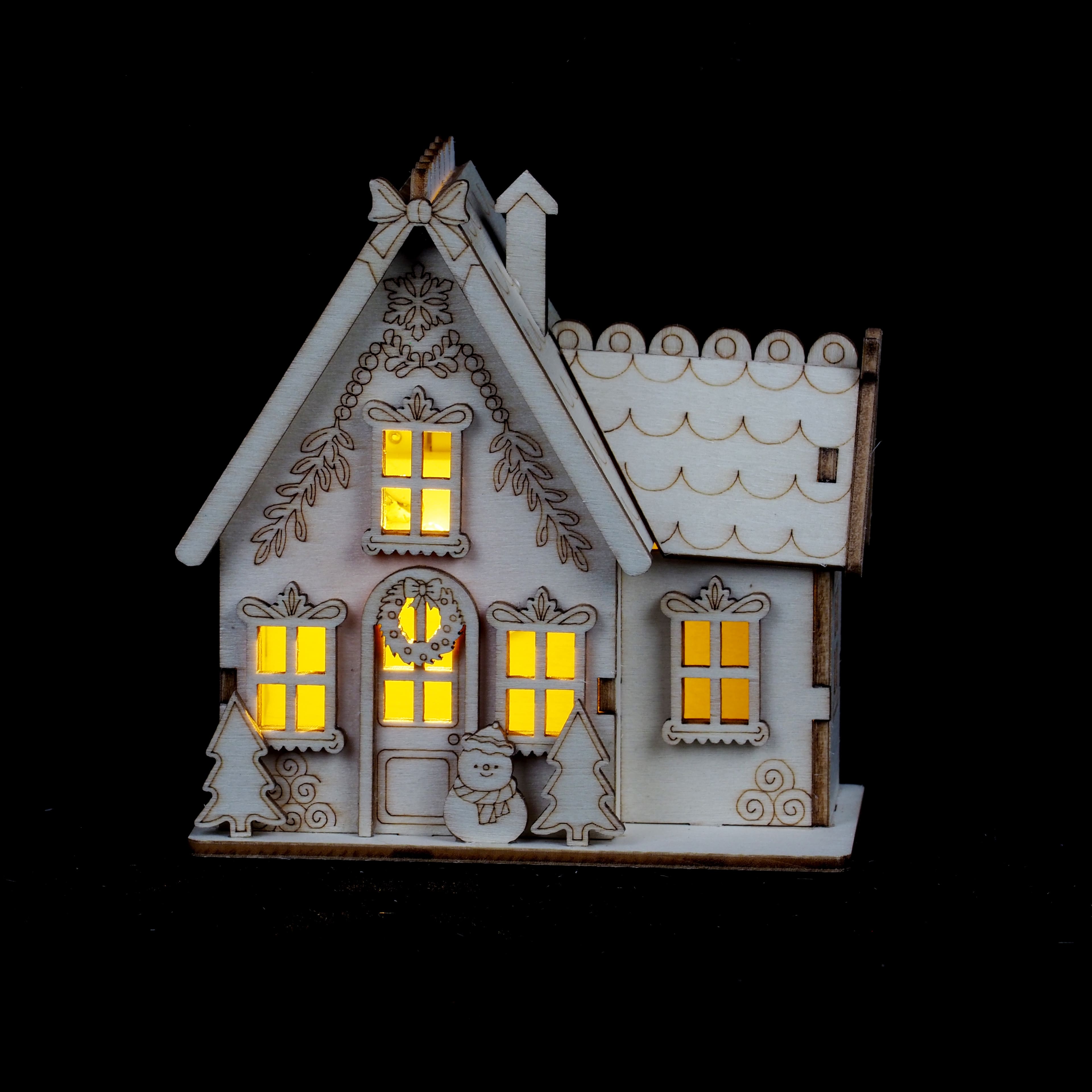 Make Market; 3.75" Mini Village Gingerbread House DIY LED Wood Décor by Make Market®; Category:Christmas Wood & Ceramic Crafts; Image:5