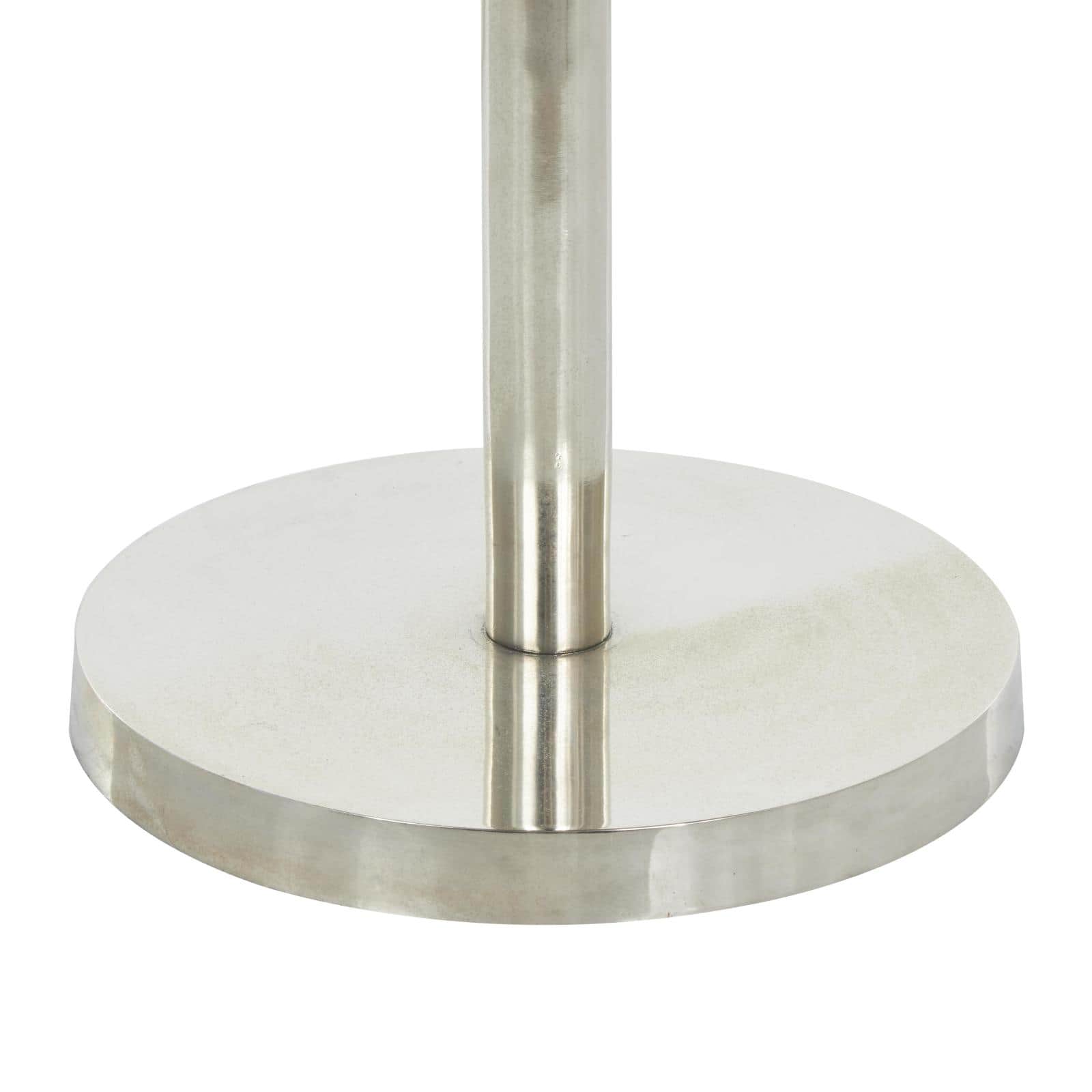 19" x 20" Silver Metal Geometric Pedestal Accent with White Marble Tabletop