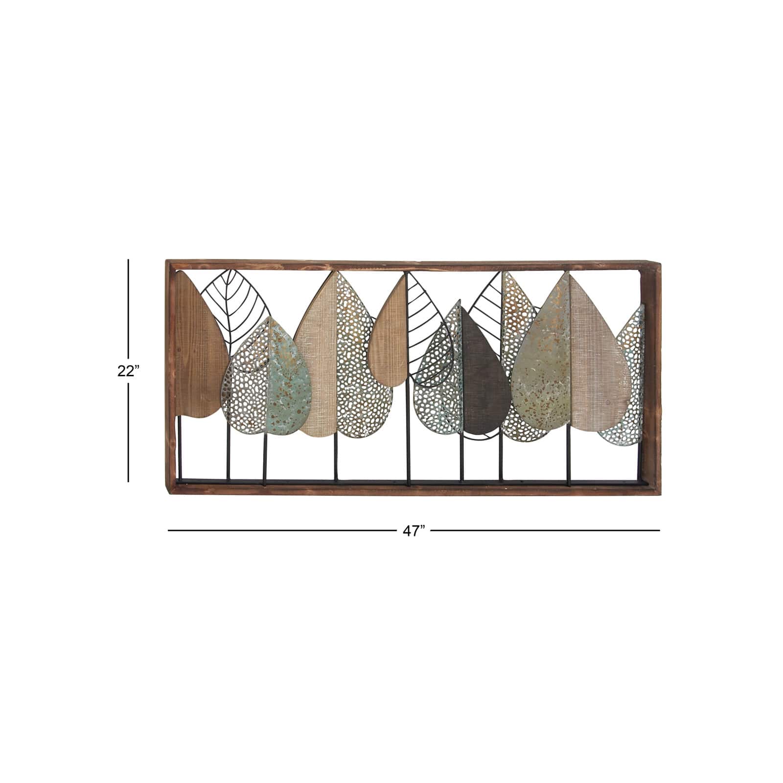 47" Brown Modern Leaves Wall Décor