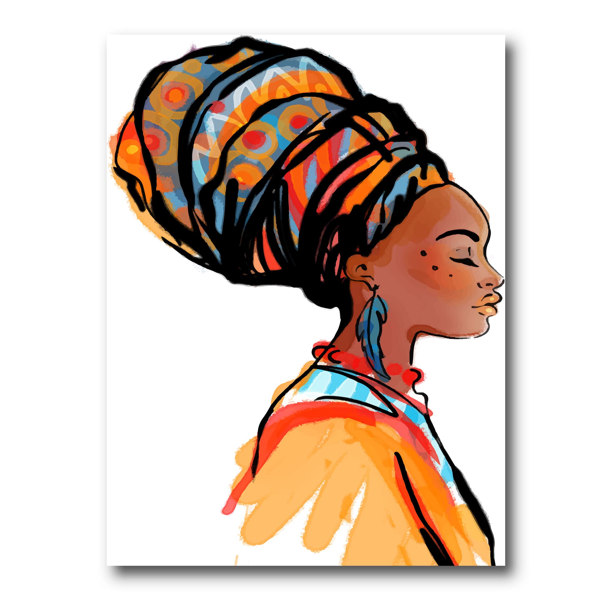 Designart - African American Woman with Turban I - Modern Canvas Wall Art Print