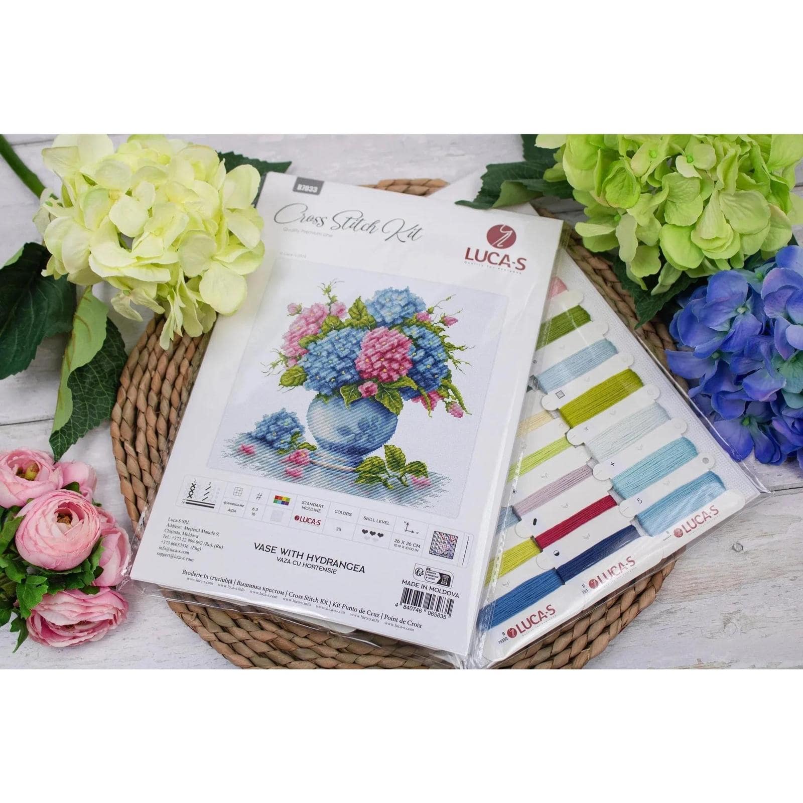 Luca-S Vase with Hydrangea Counted Cross Stitch Kit