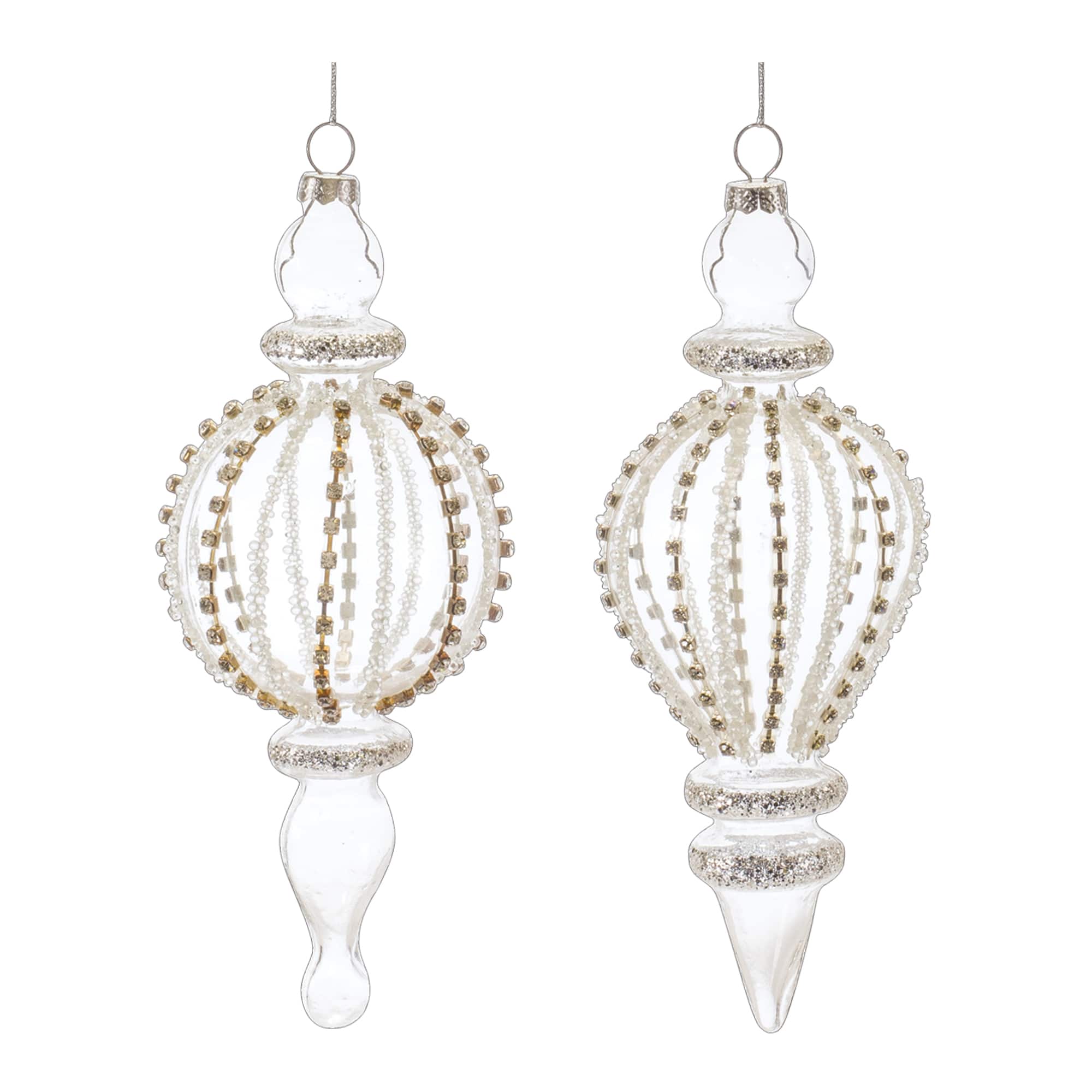 6ct. 7" Jeweled Glass Finial Drop Ornaments