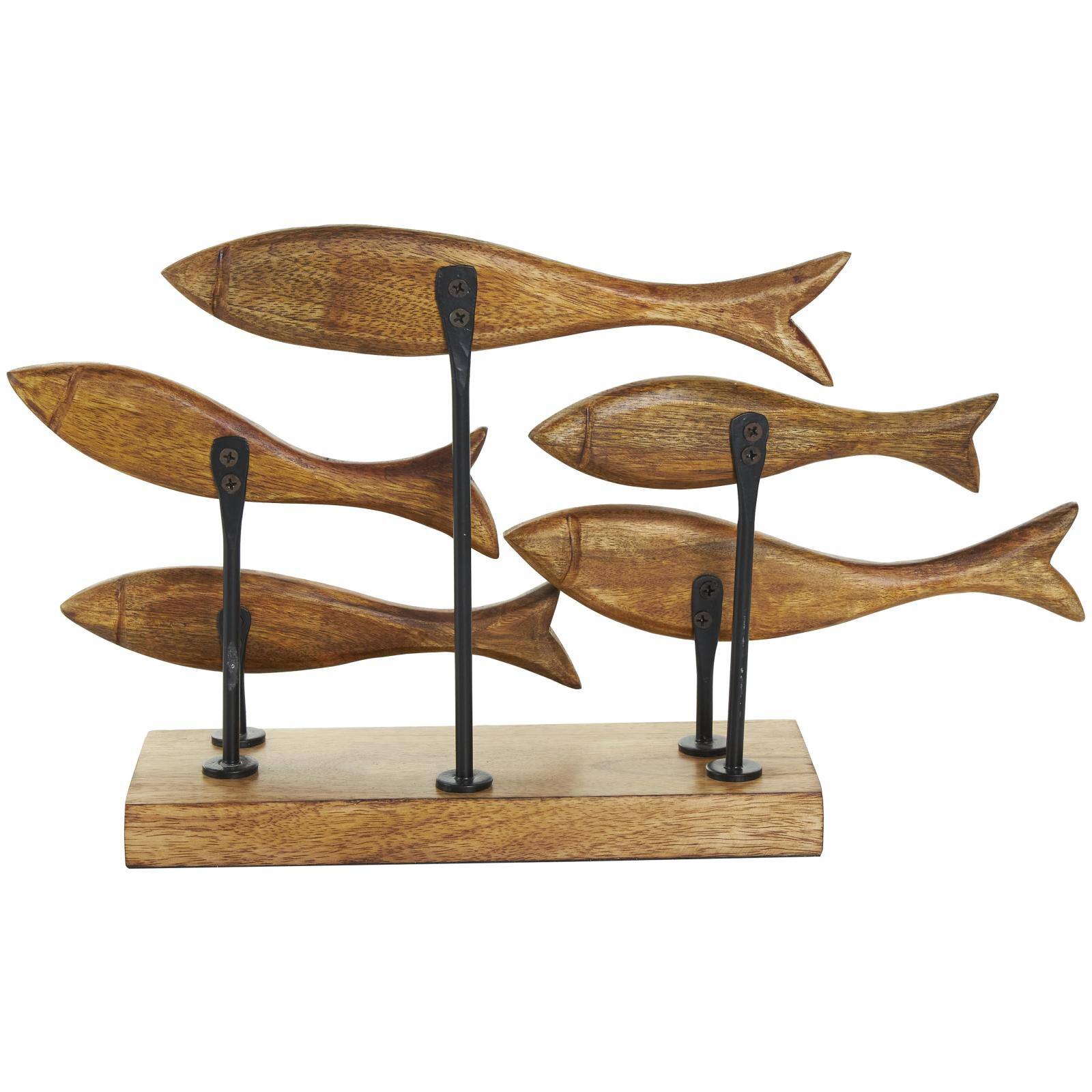 10" Brown Mango Wood Fish Handmade Carved Sculpture