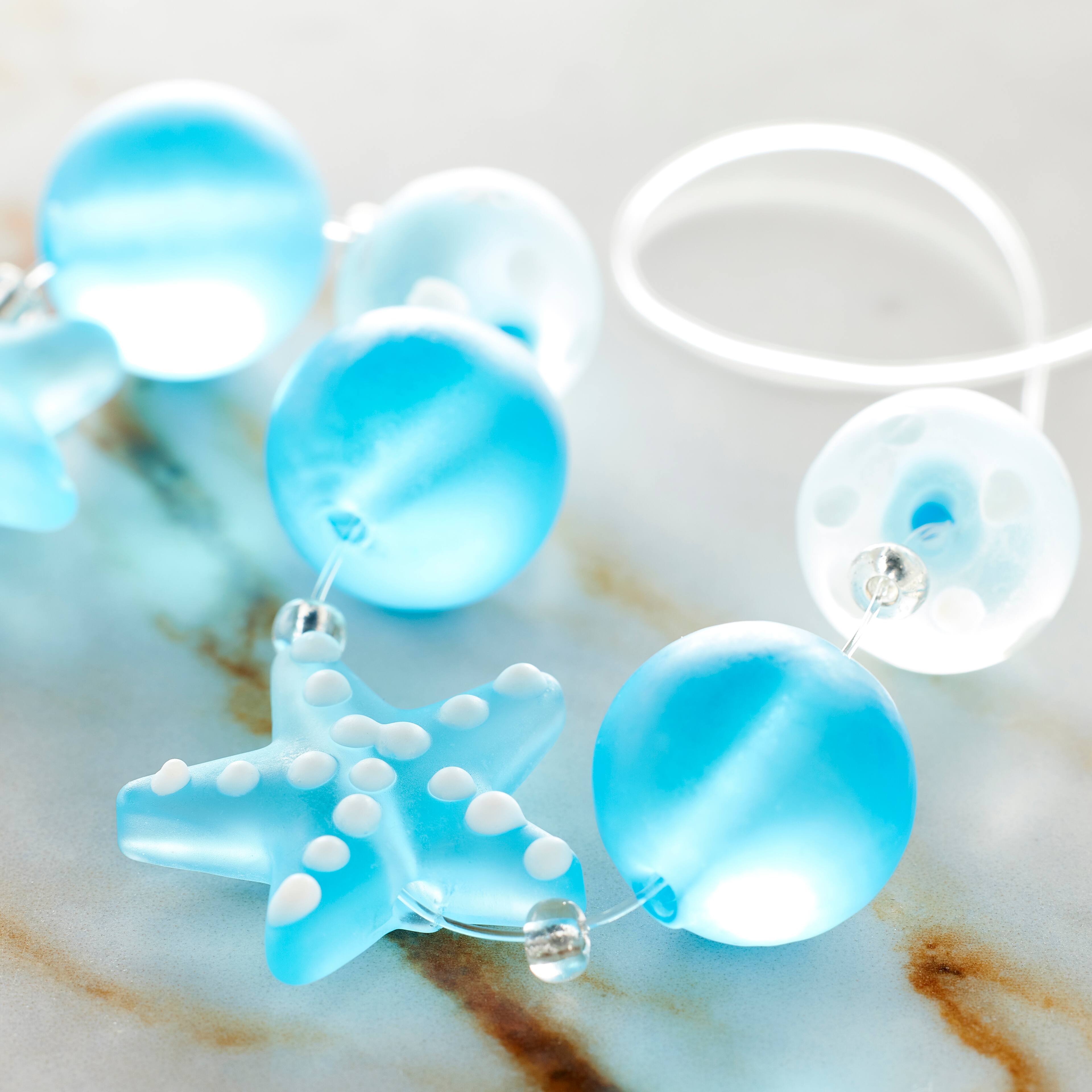 Aqua Glass Starfish Mix Beads by Bead Landing™