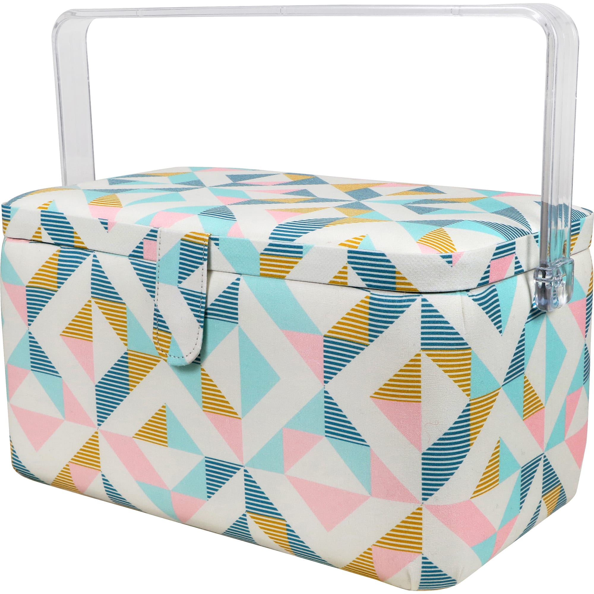 SINGER® Large Abstract Geo Print Sewing Basket with Matching Pouch Sew Kit