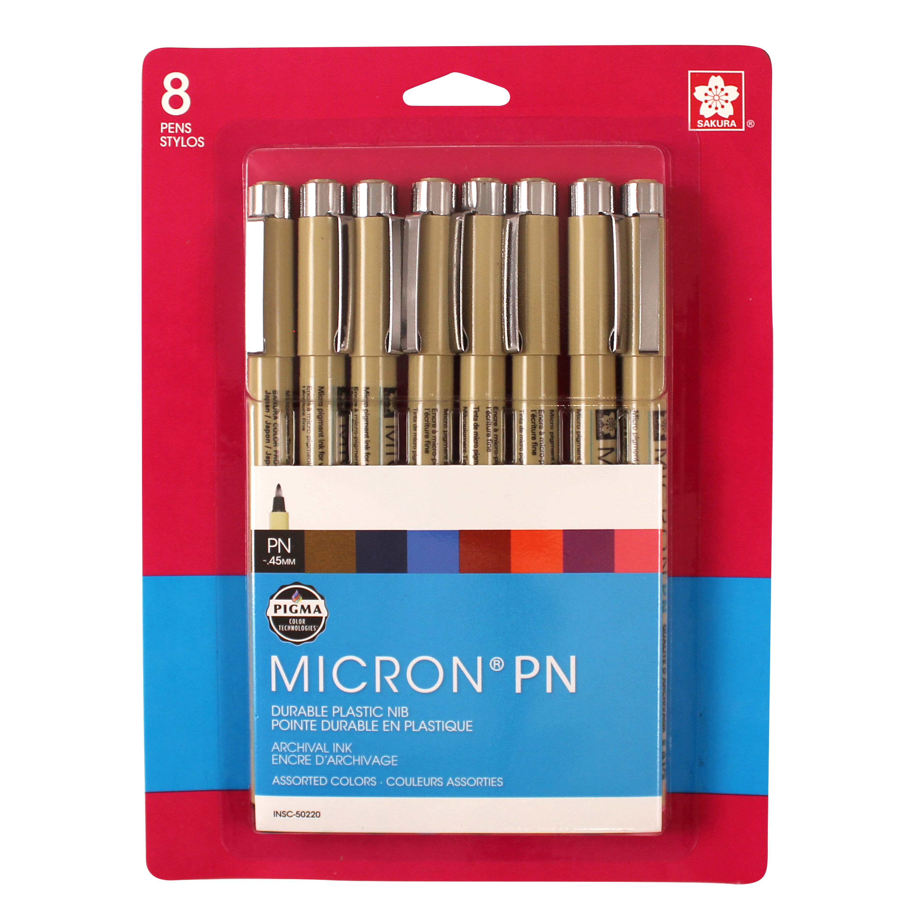 Pigma® Micron™ PN Durable Plastic Nib 8 Color Pen Set