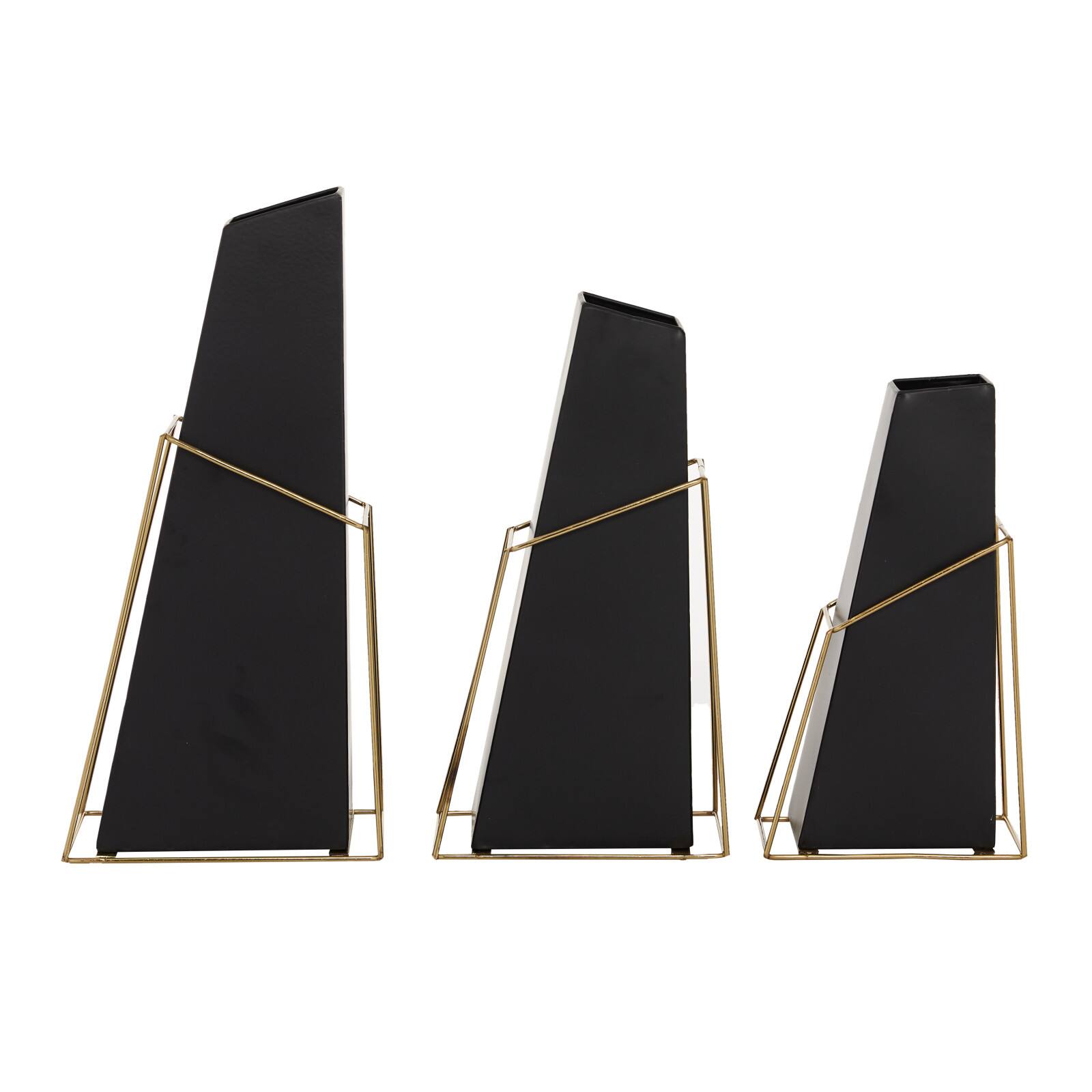Black Metal Contemporary Vase Set