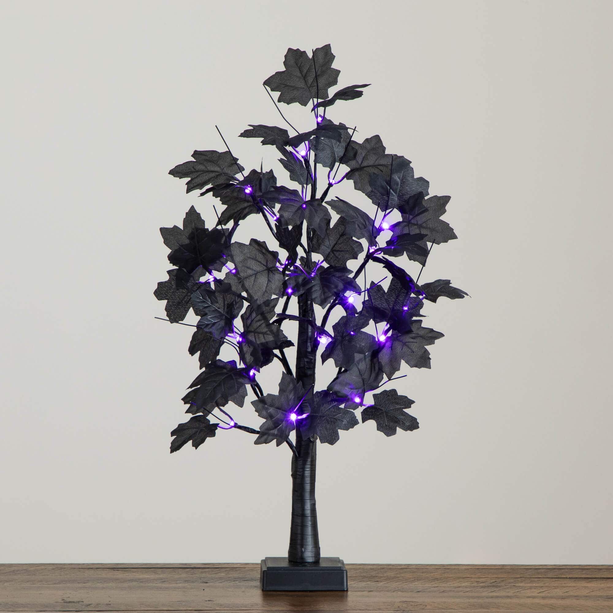 2ft. Pre-Lit Artificial Halloween Black Maple Tree with 24 Orange & Purple LED Lights