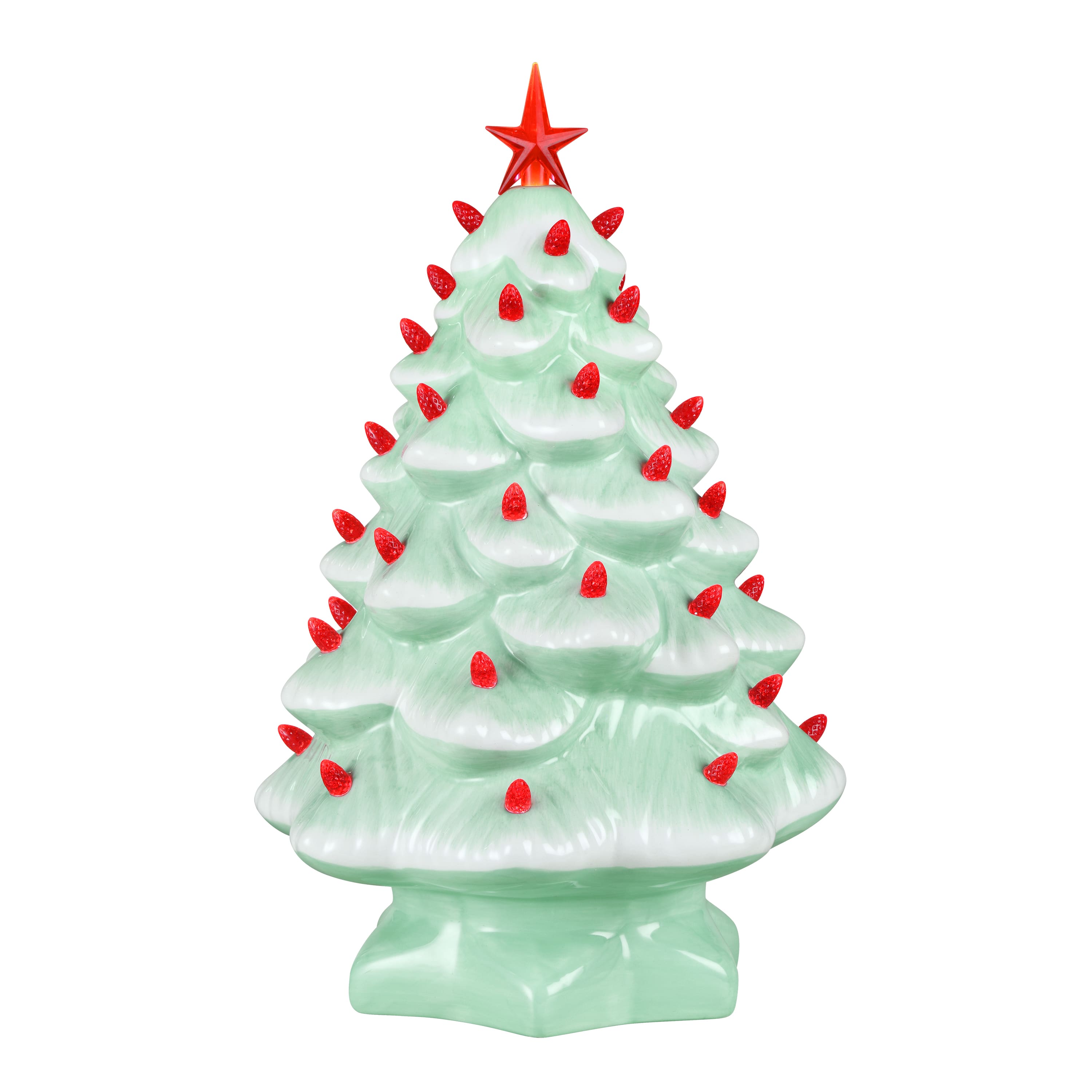 Mr. Christmas 14" Seafoam with Red Bulbs Nostalgic Ceramic Tree