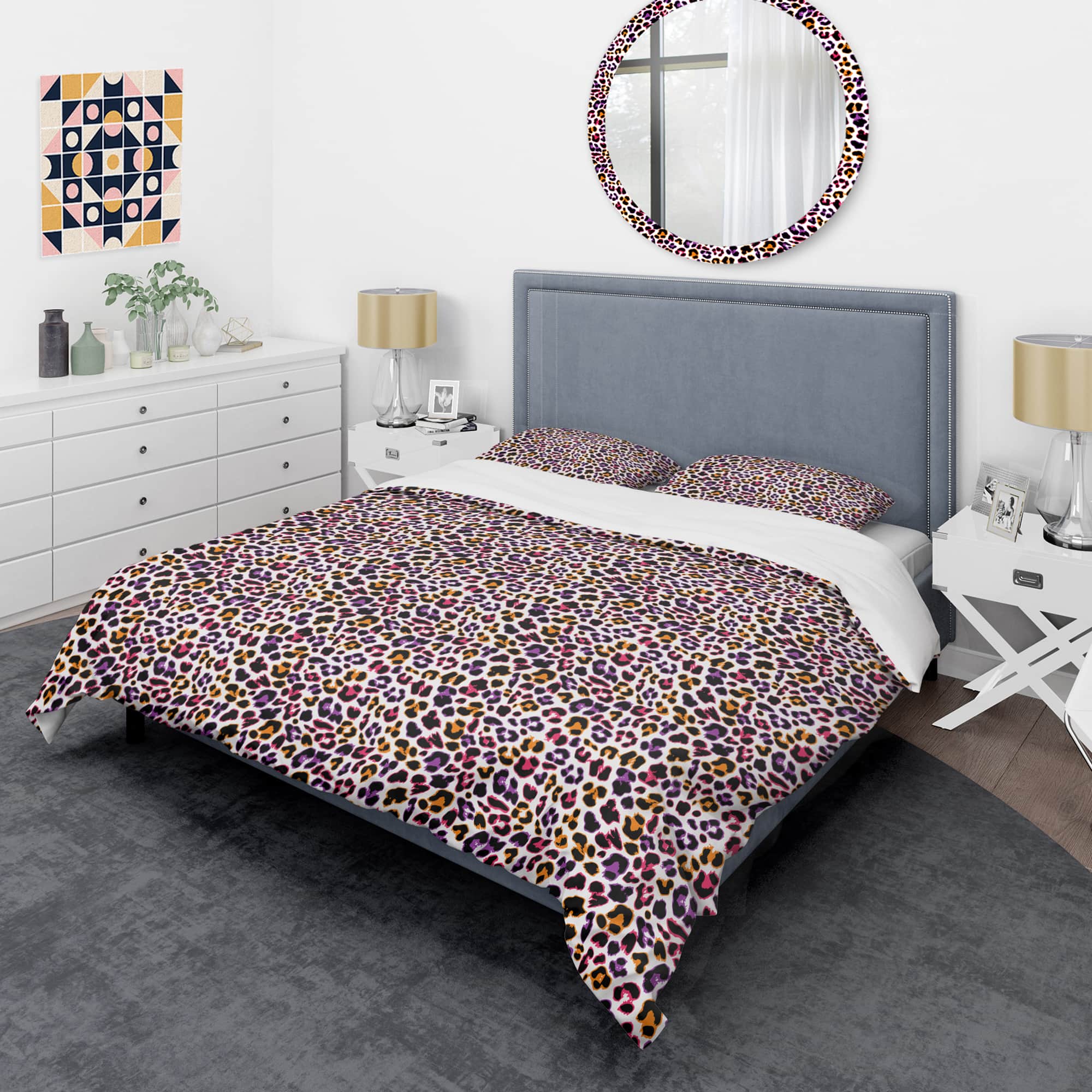 Designart 'Leopard Fur Safari VII' Mid-Century Duvet Cover Set