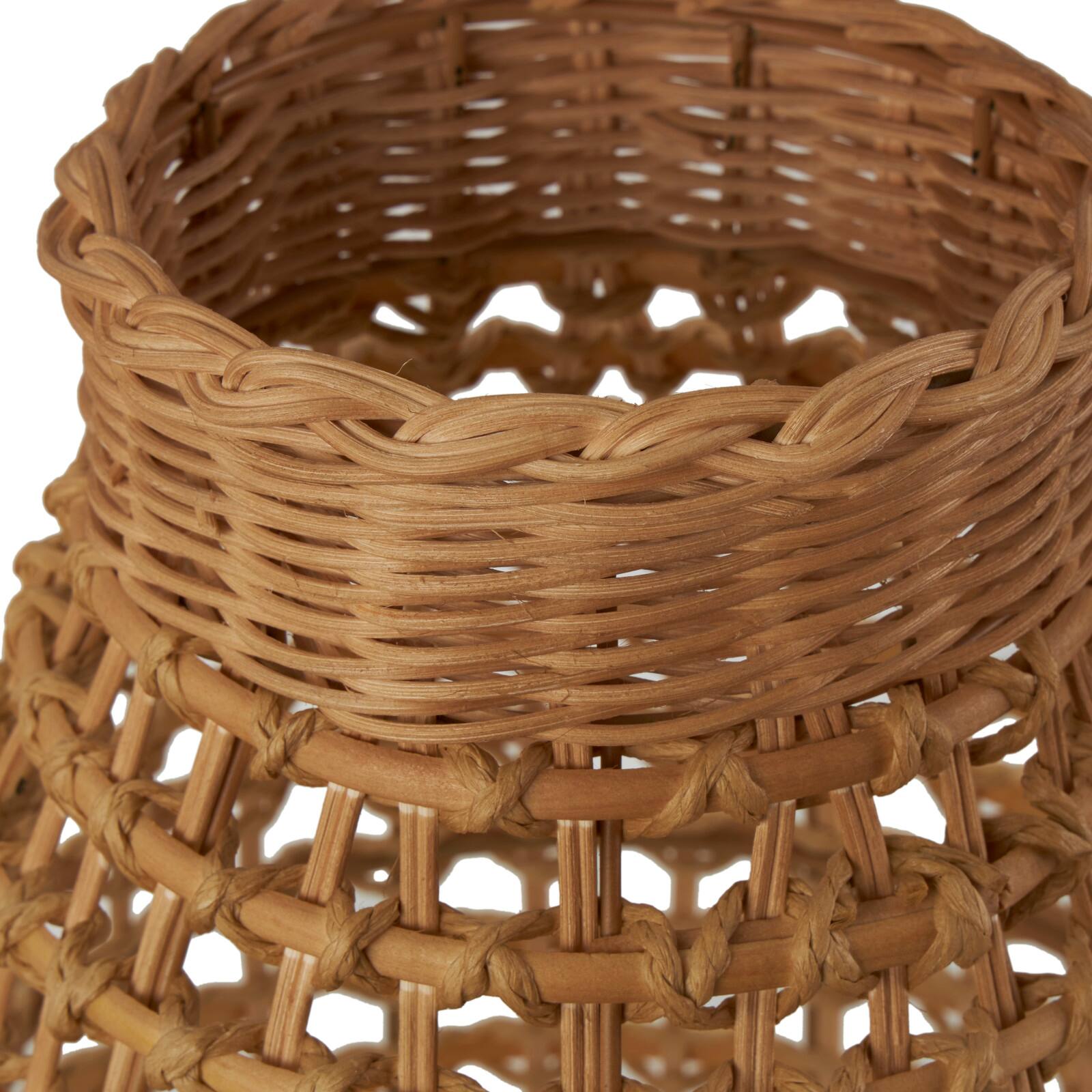 2ft. Brown Rattan Handmade Woven Vase with Open Framed Grid Design
