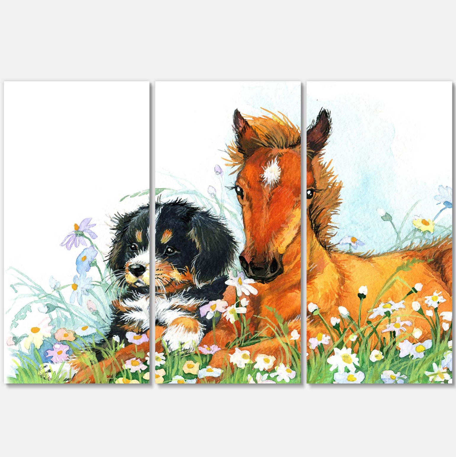 Designart - Relaxing Brown Cute Horse - Animal Canvas Art Print