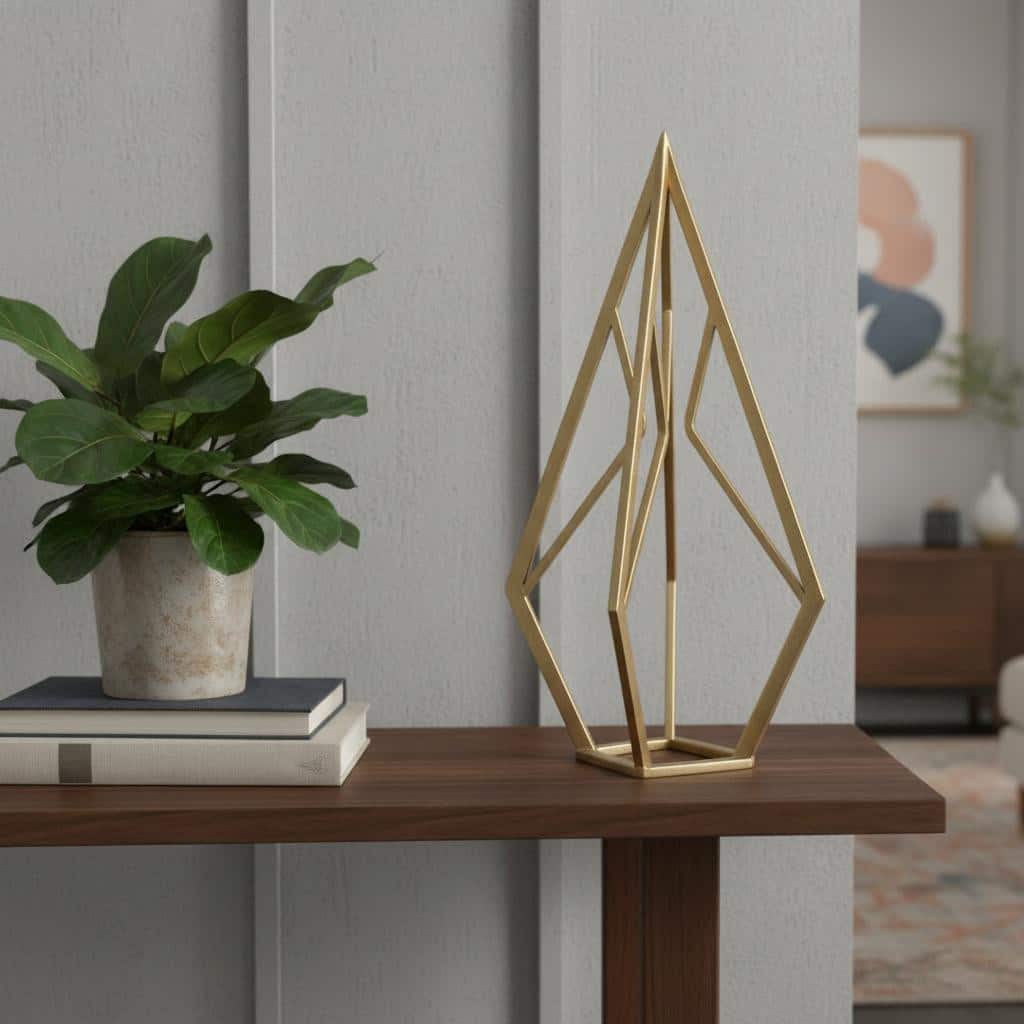 HomeRoots Gold Open Geometric Metal Tabletop Sculpture