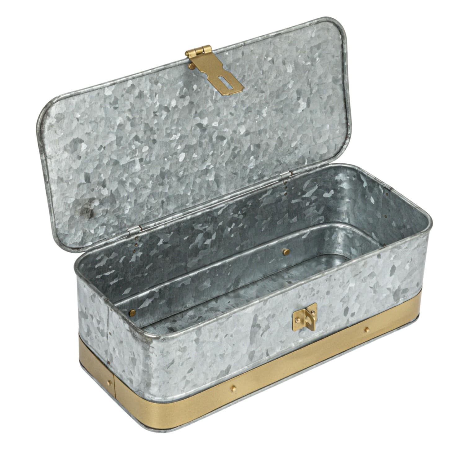 Hello Honey® Silver Rectangular Metal Nesting Storage Boxes with Hasp Lock