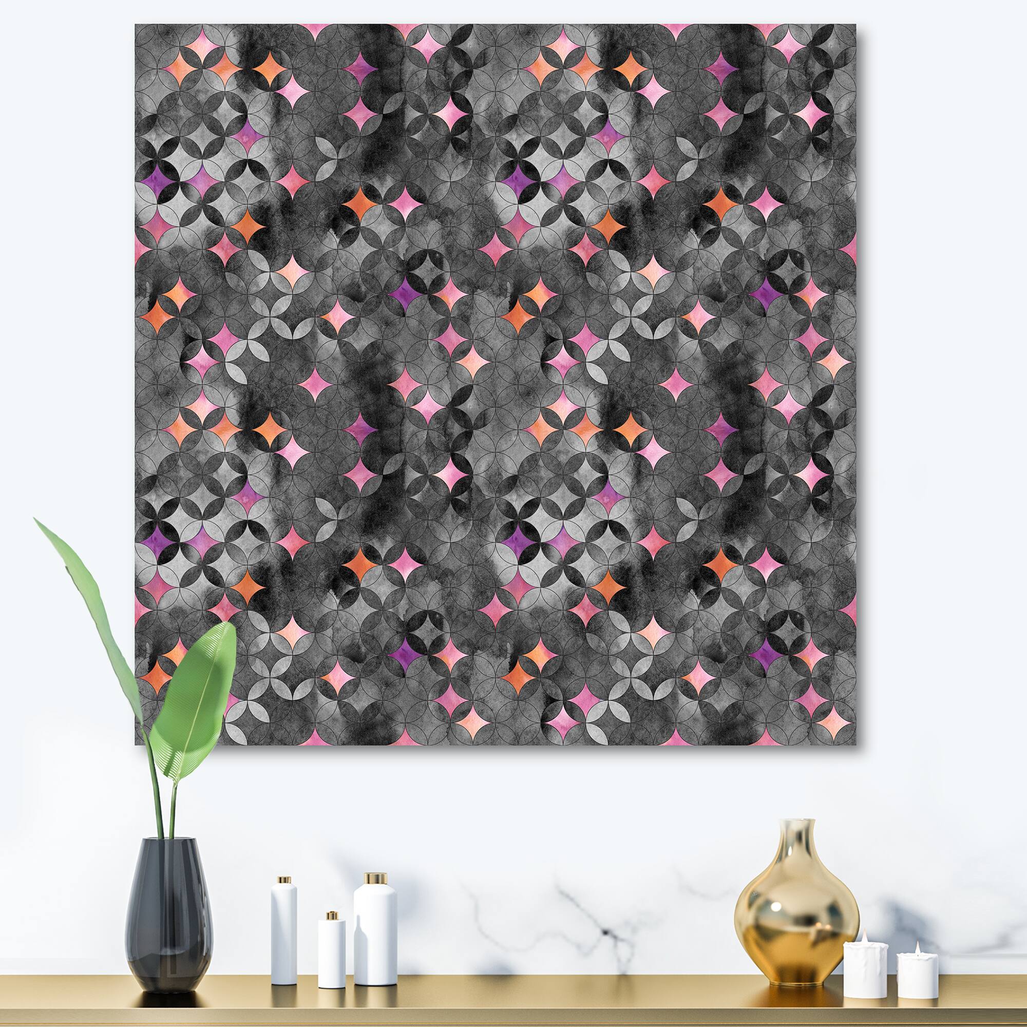 Designart - Geometry Intersecting Circles With Pink Stars
