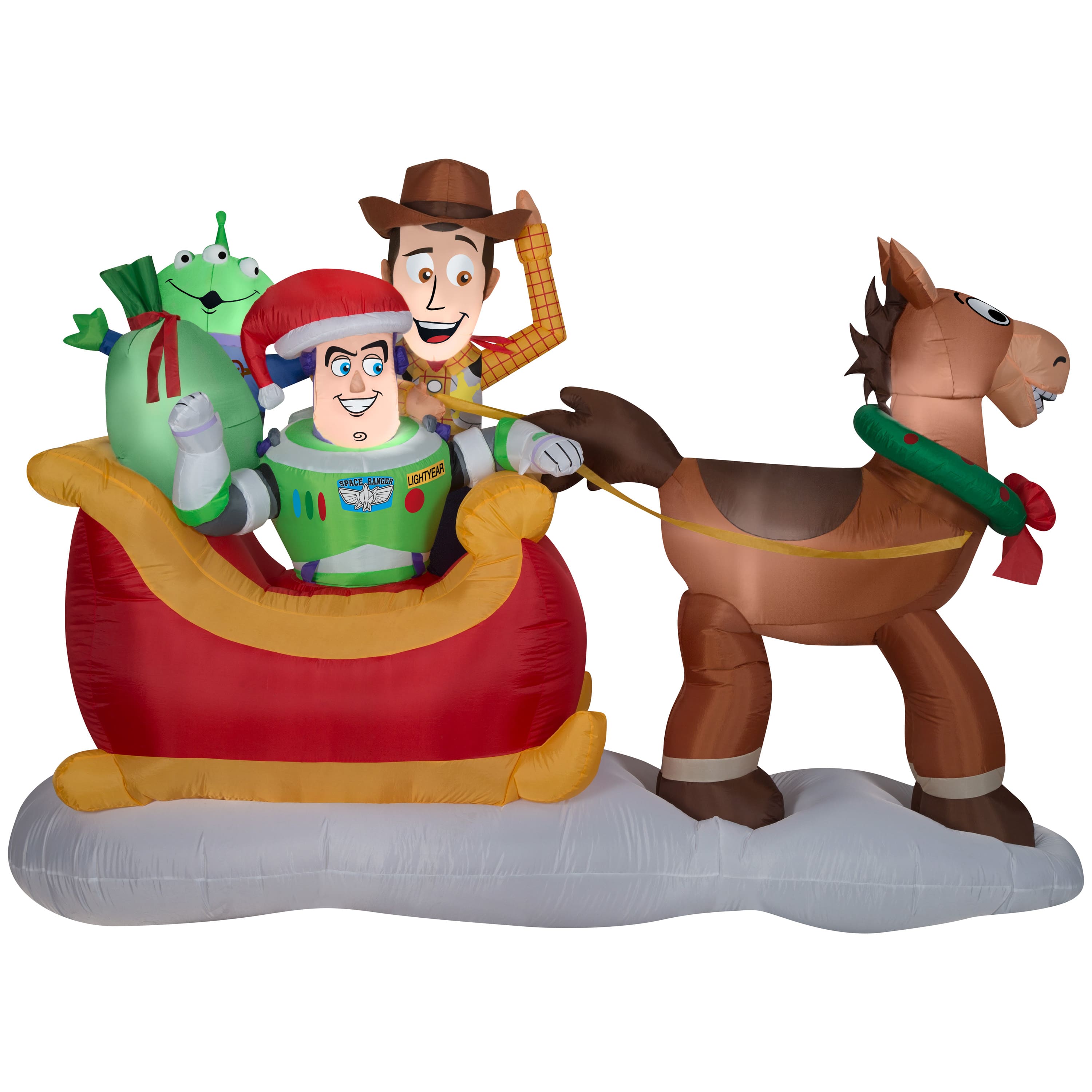 5ft. Airblown® Inflatable Disney® Toy Story with Sleigh Christmas Lights Décor