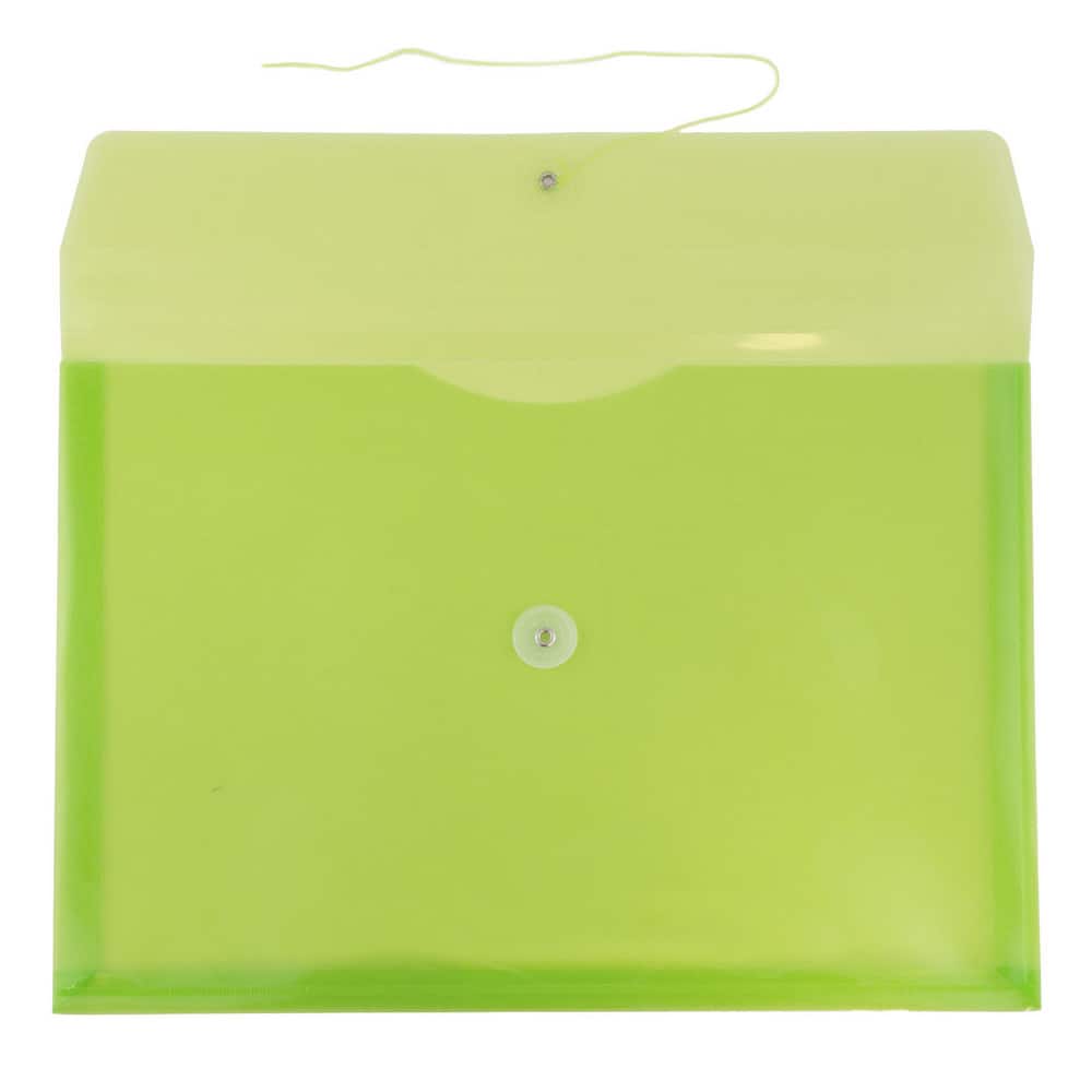 JAM Paper Letter Booklet Plastic Envelopes with Button & String Tie Closure