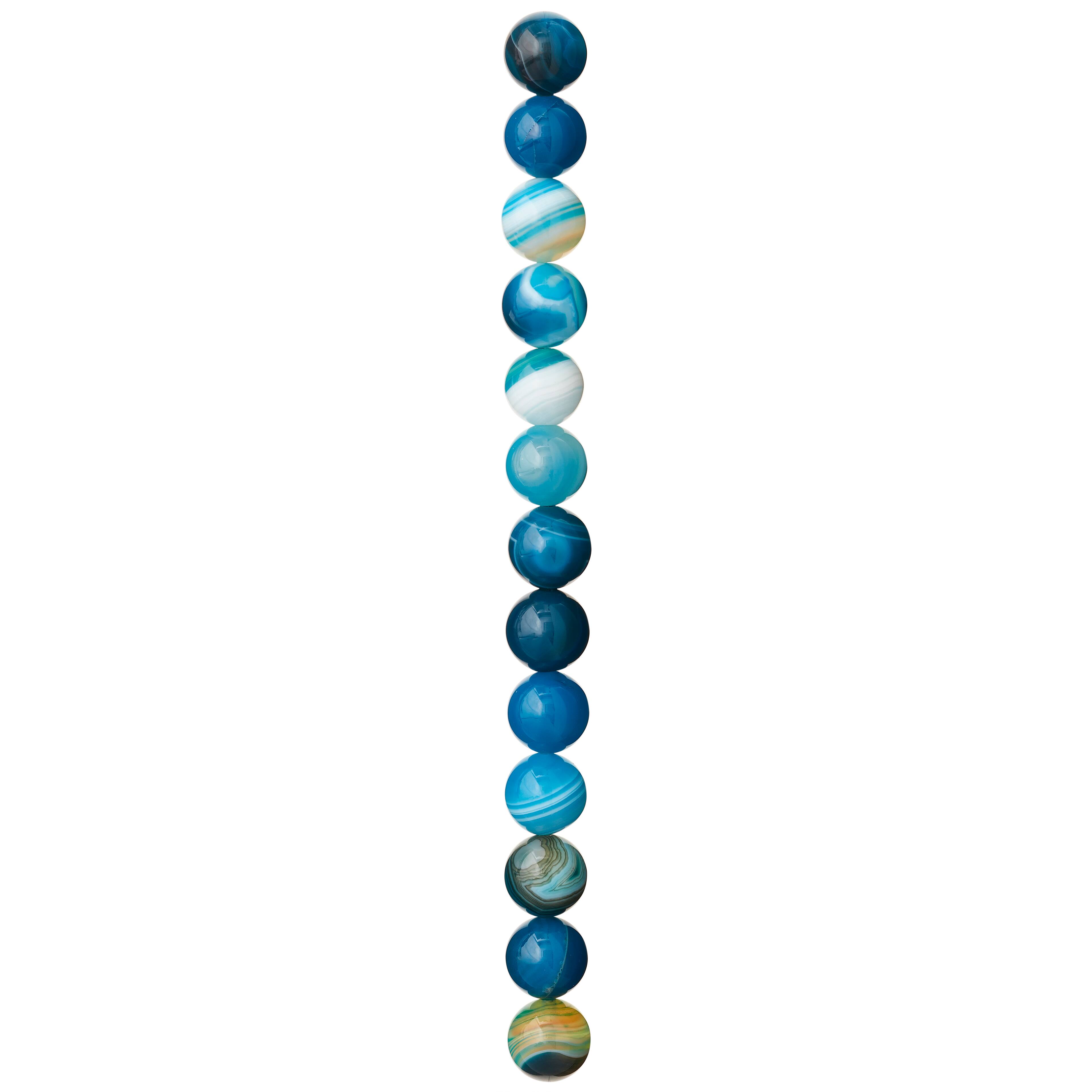 12 Pack: Aqua Dyed Mix Agate Round Beads, 12mm by Bead Landing™