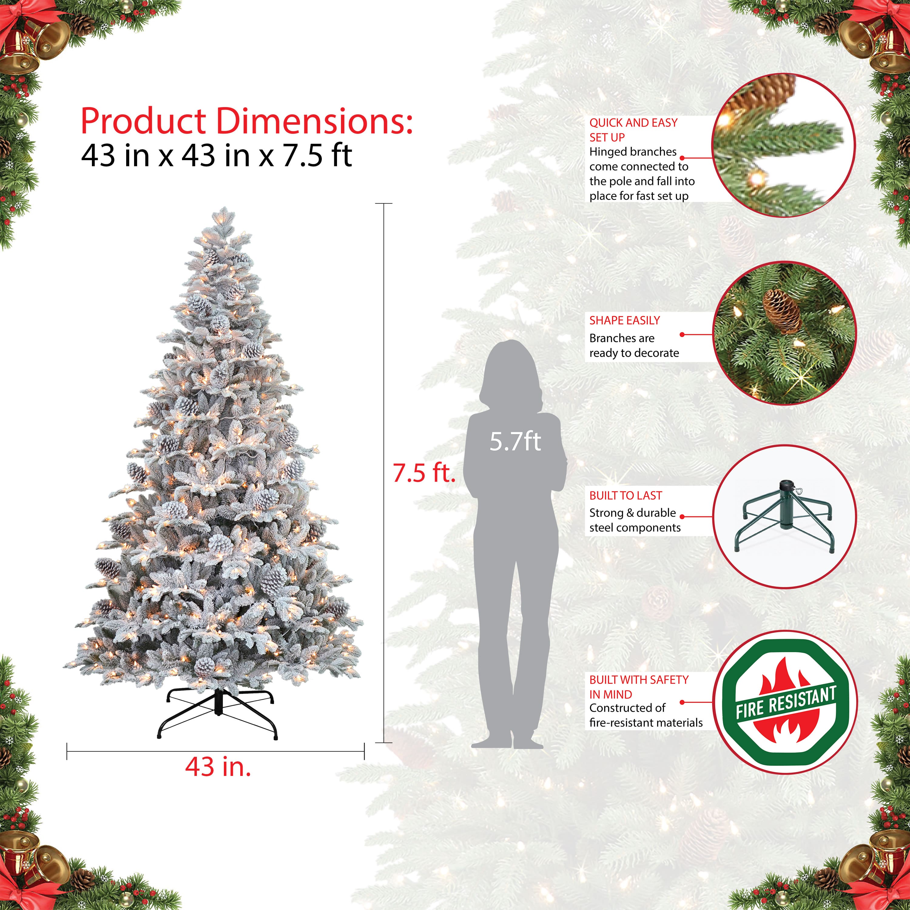7.5ft. Pre-Lit Slim Westford Spruce Artificial Christmas Tree, Clear Lights