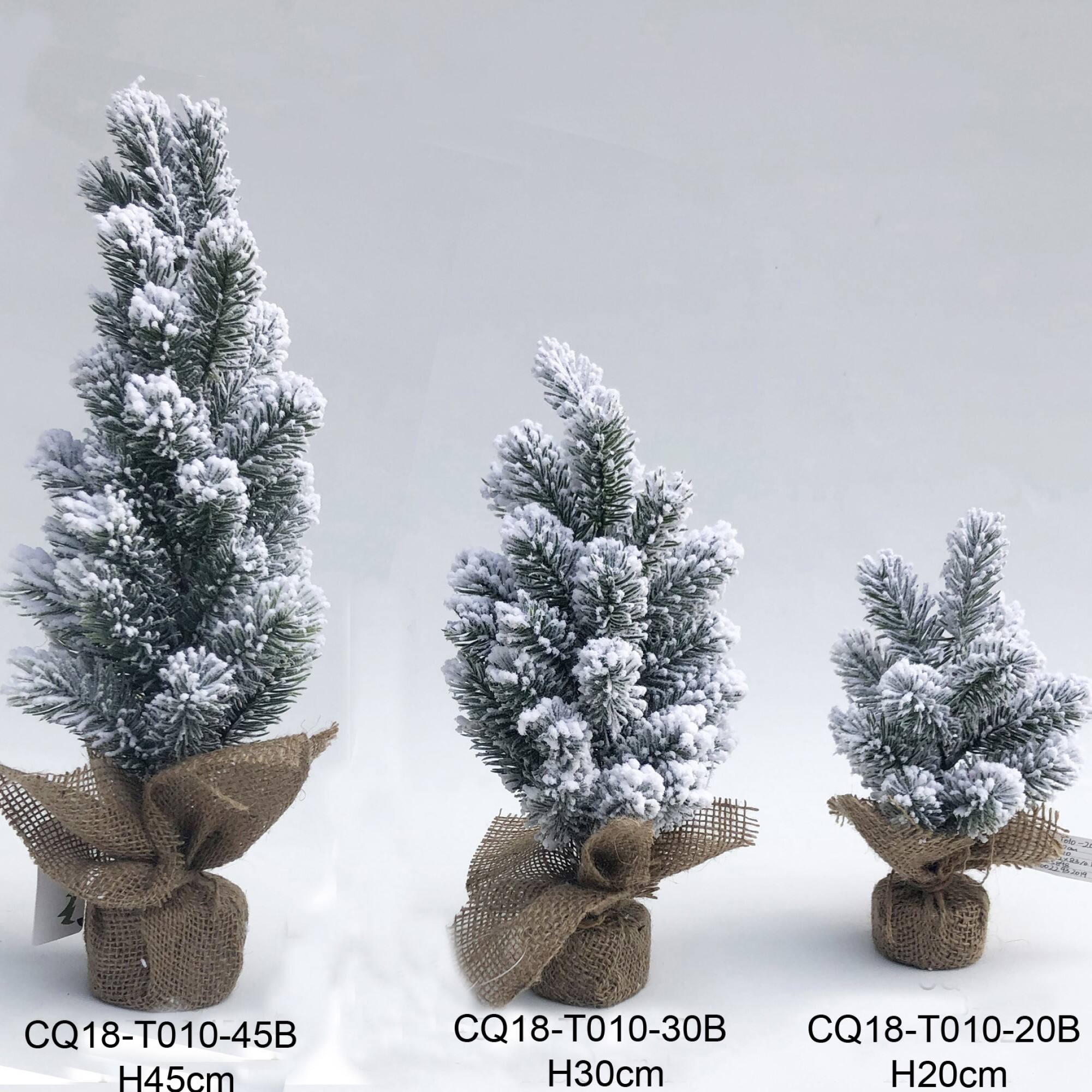 8.5", 12.5", & 17.5" Unlit Flocked Pine Artificial Christmas Trees with Burlap Base Set