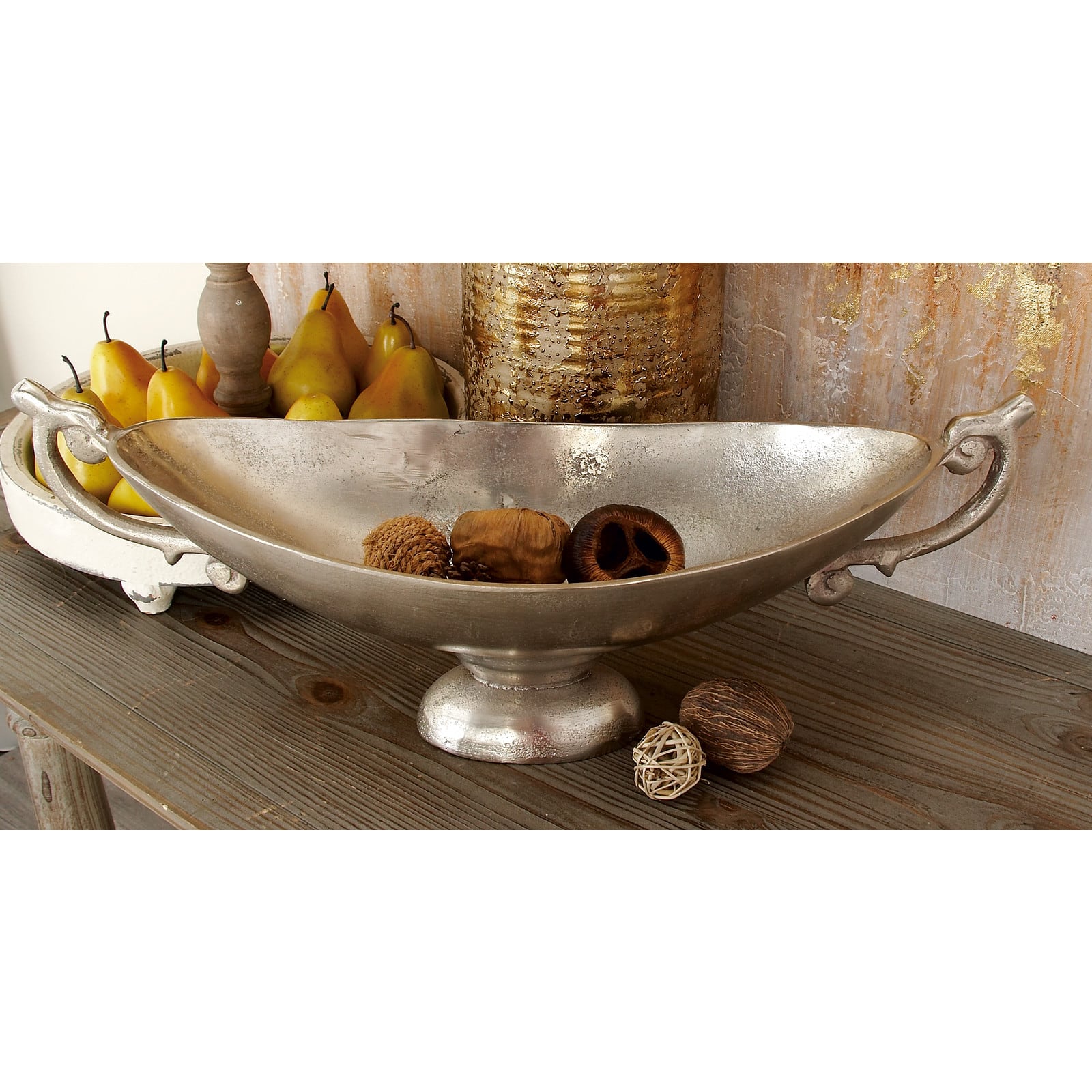 22" Silver Traditional Decorative Bowl