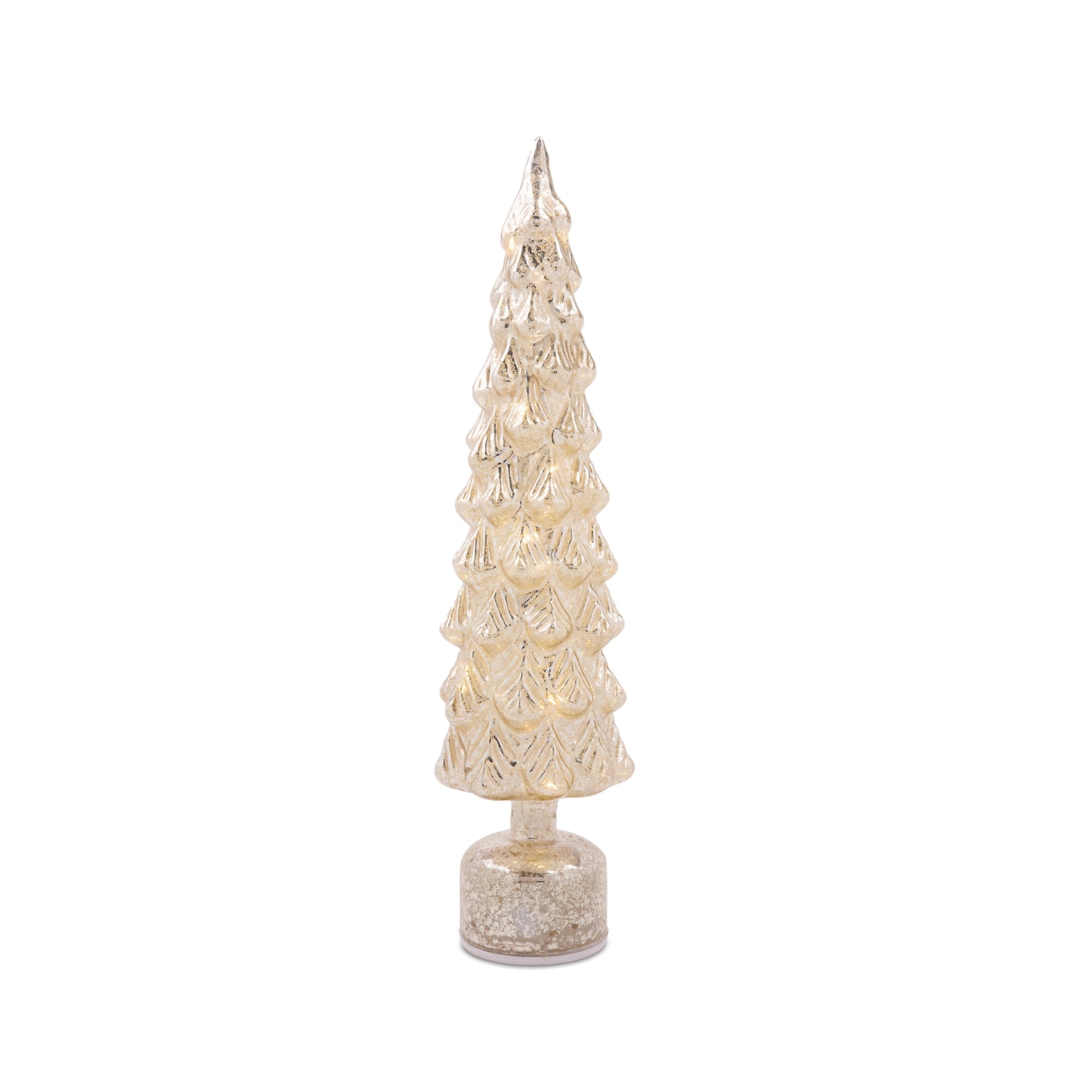 Melrose LED Mercury Glass Rotating Pine Tree Set