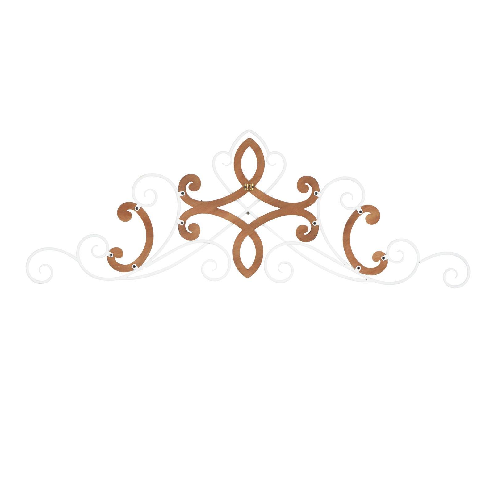 47" x 16" White & Brown Wooden Scroll Wall Décor