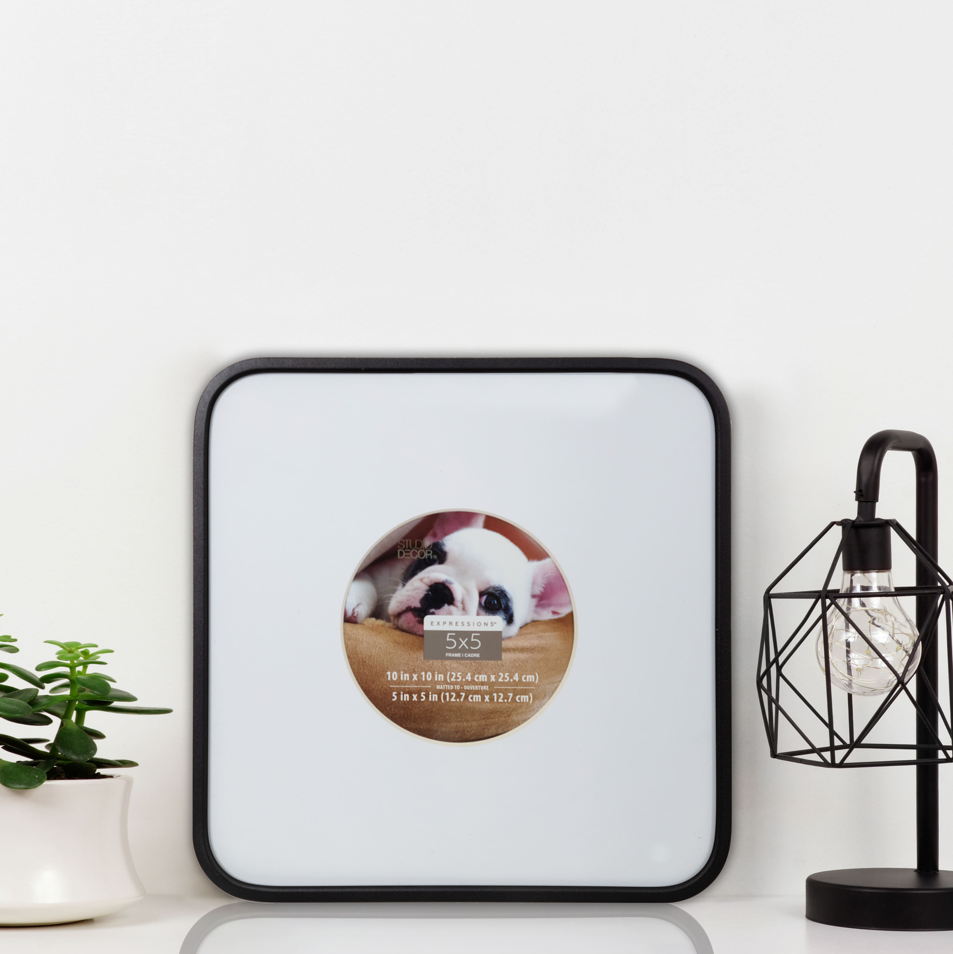 Expressions™ 5" x 5" Black Rounded Frame with Circle Mat by Studio Décor®
