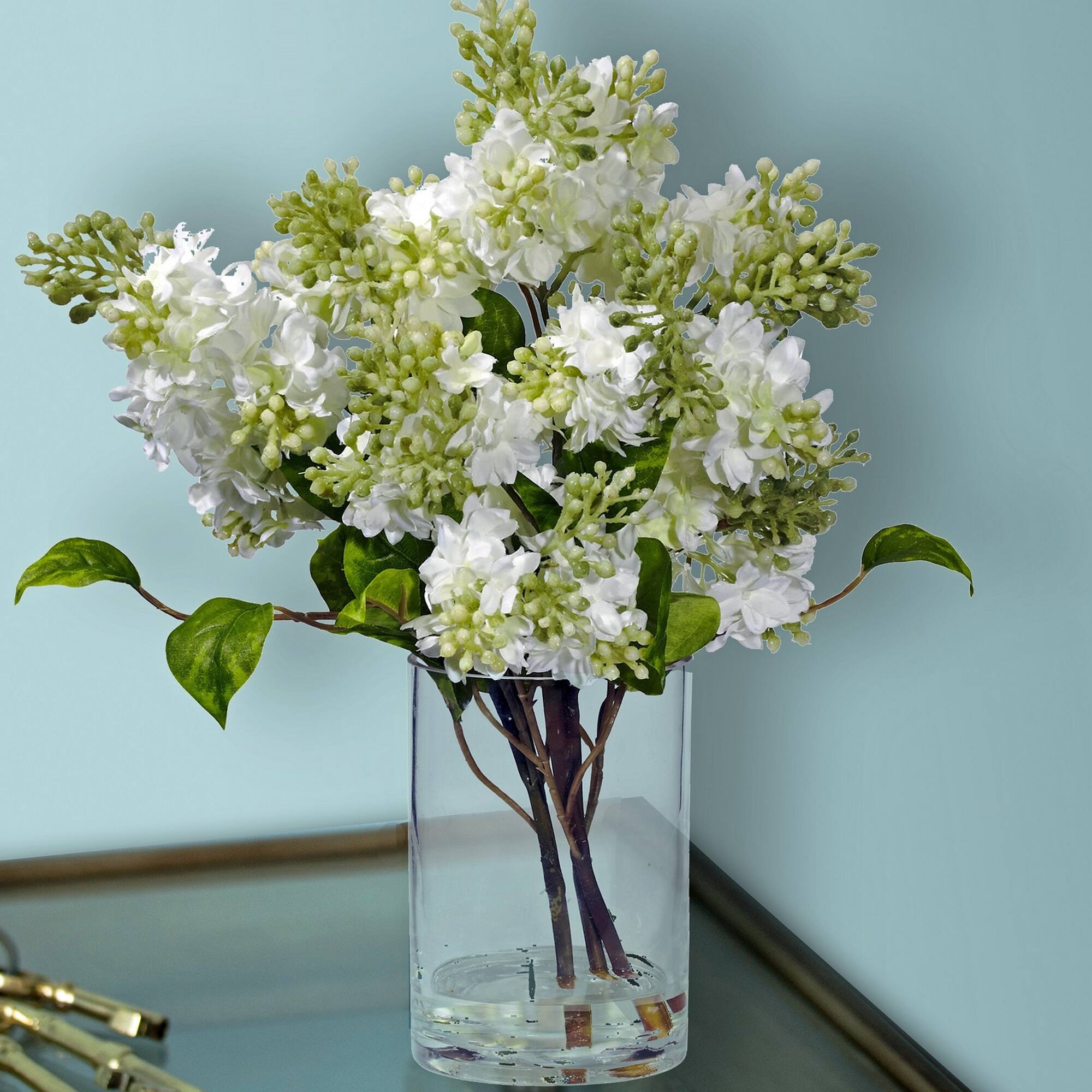 15" Lilac Arrangement in Glass Vase