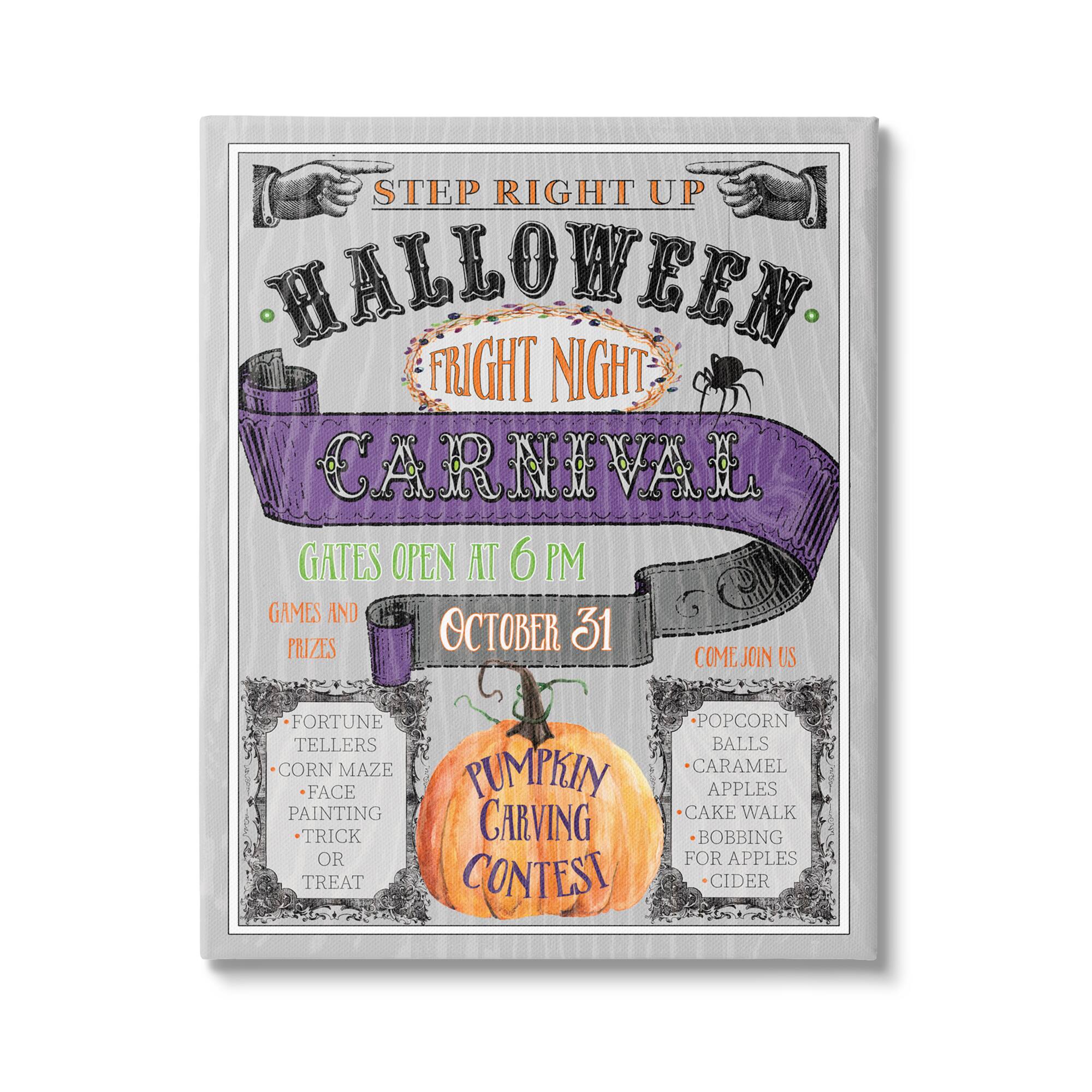 Stupell Industries Halloween Fright Night Carnival Sign Canvas Wall Art