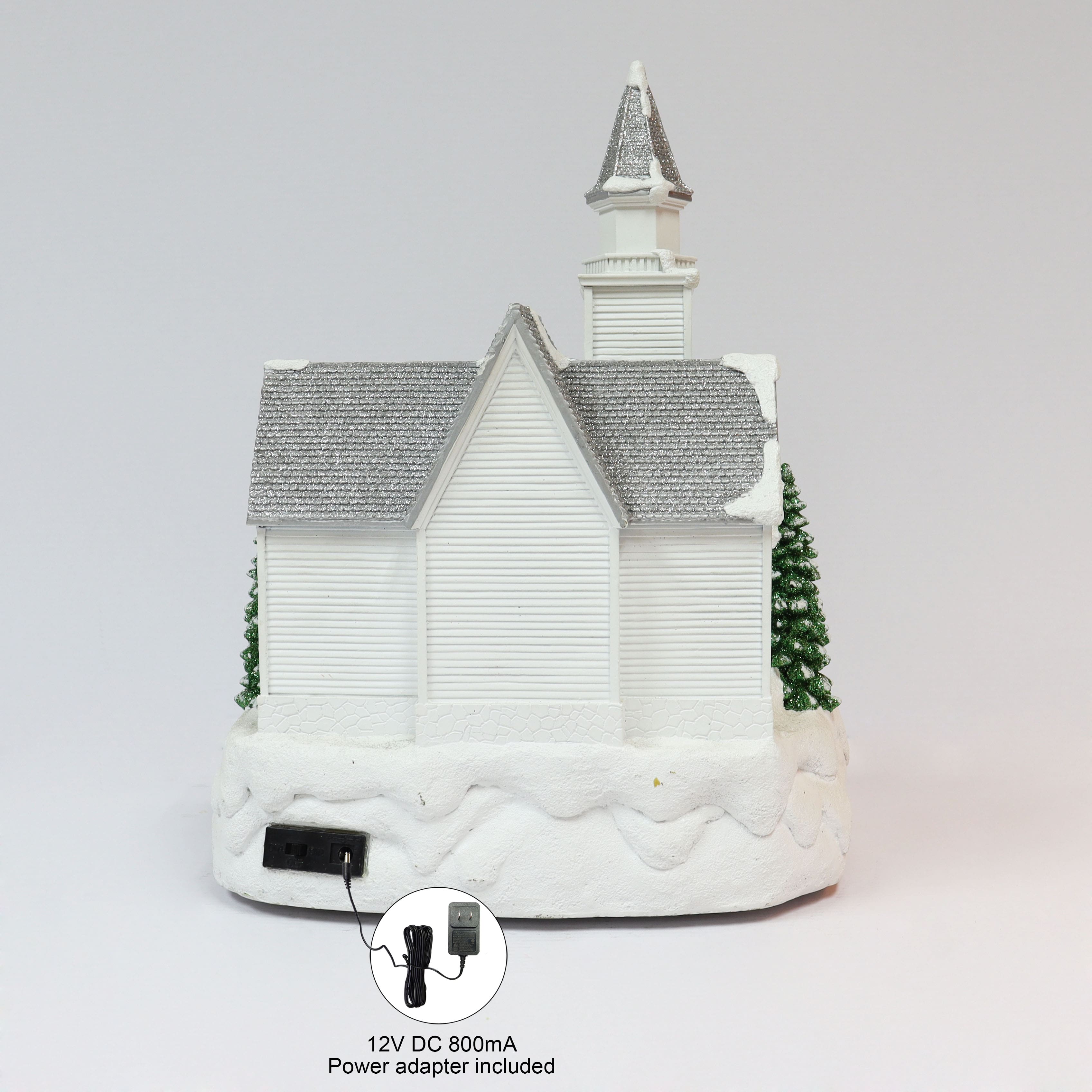 Moments in Time 14” Animated Snowy White Christmas Church