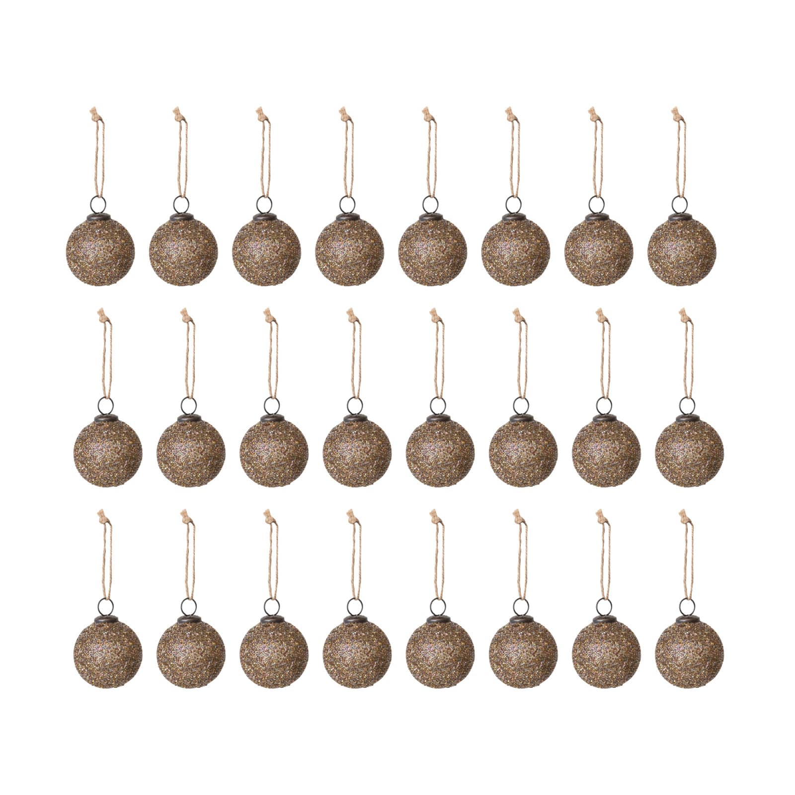 Hello Honey® 24 Pack 2" Gold & Brown Beaded Glass Ball Ornaments