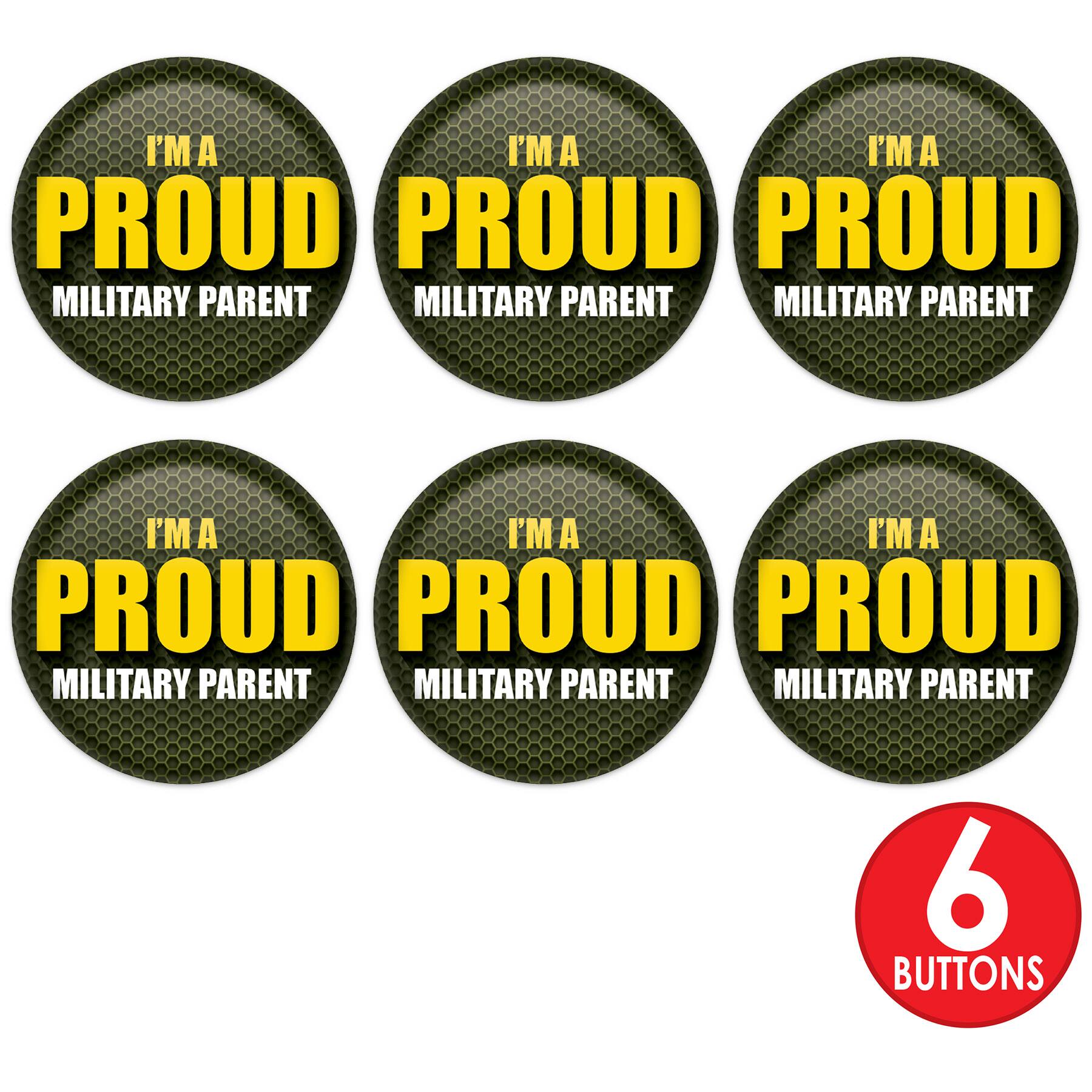 Beistle 2" I'm A Proud Military Parent Buttons, 6ct.