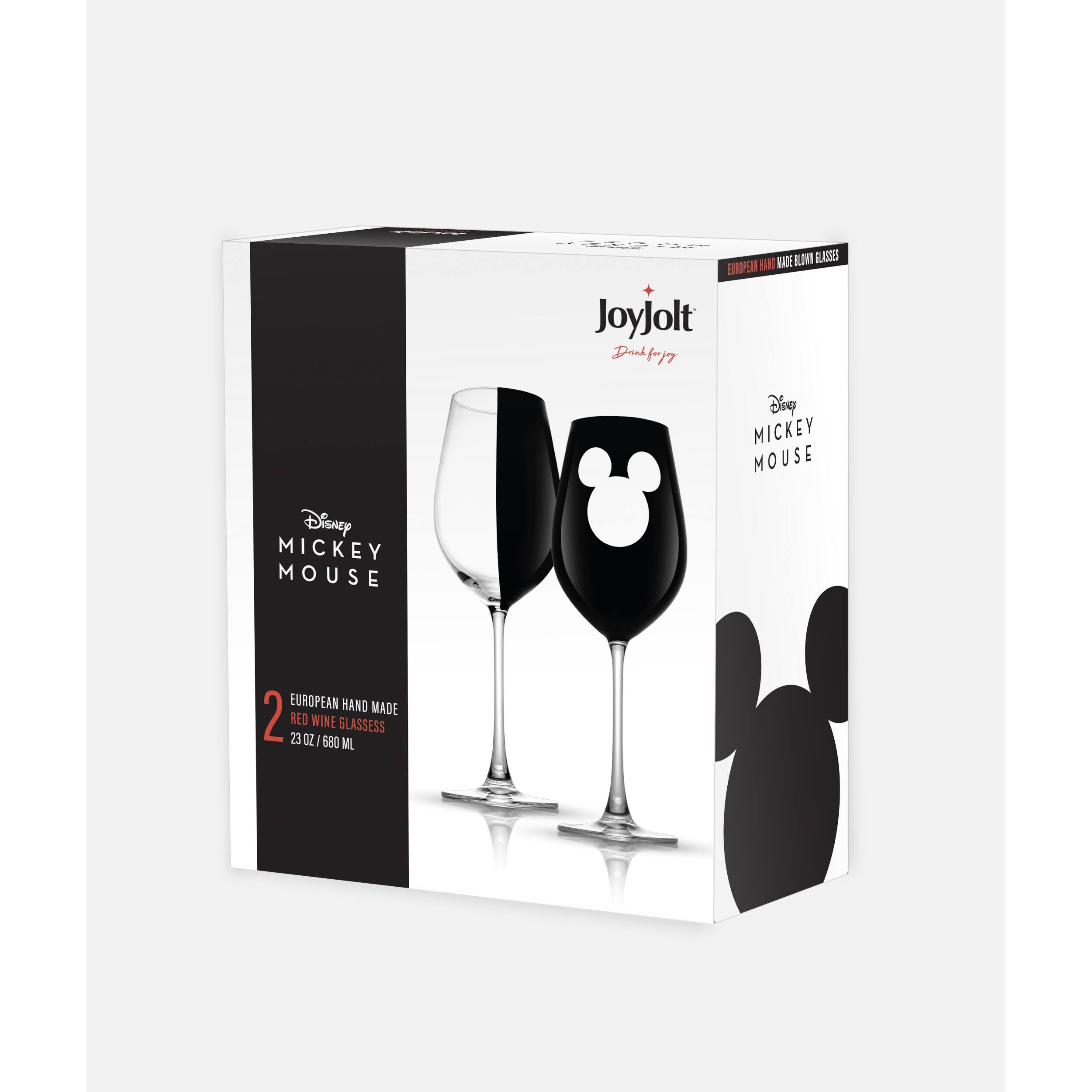 JoyJolt® Disney® 23oz. Luxury Mickey Mouse Crystal Stemmed Red Wine Glass, 2ct.