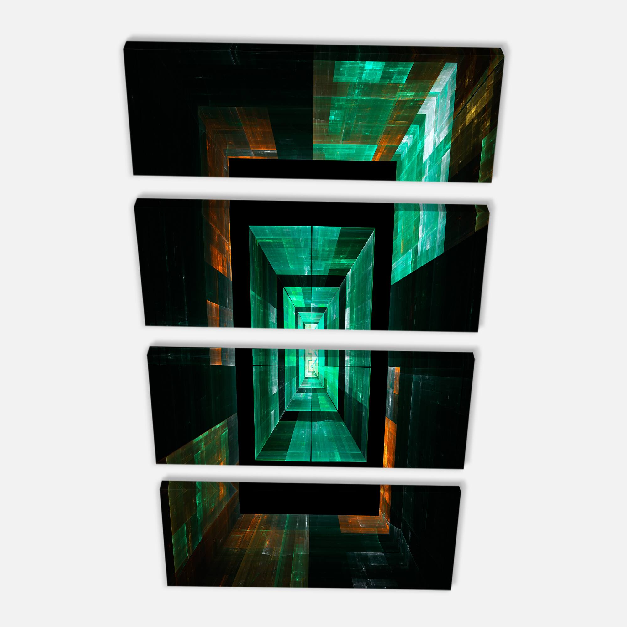 Designart - Deep Green Infinite Cube - Abstract Canvas Art Print
