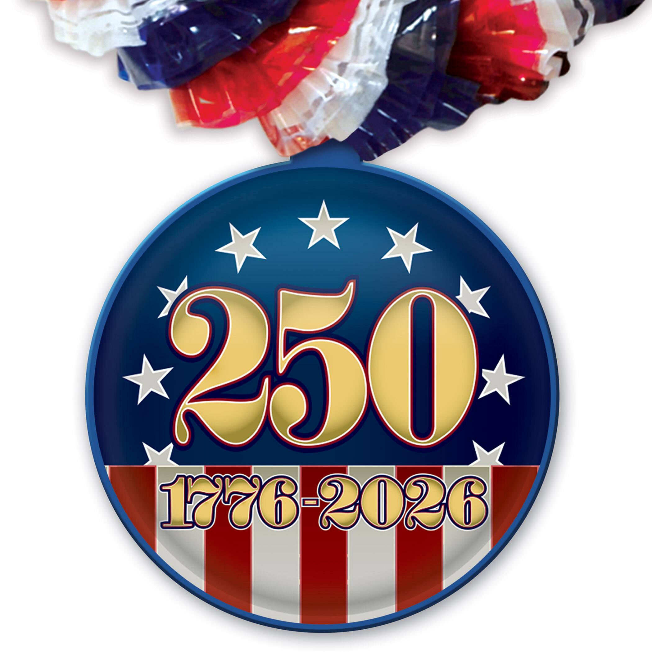 Beistle 36" Soft-Twist Poly Leis with Semiquincentennial Medallions, 8ct.