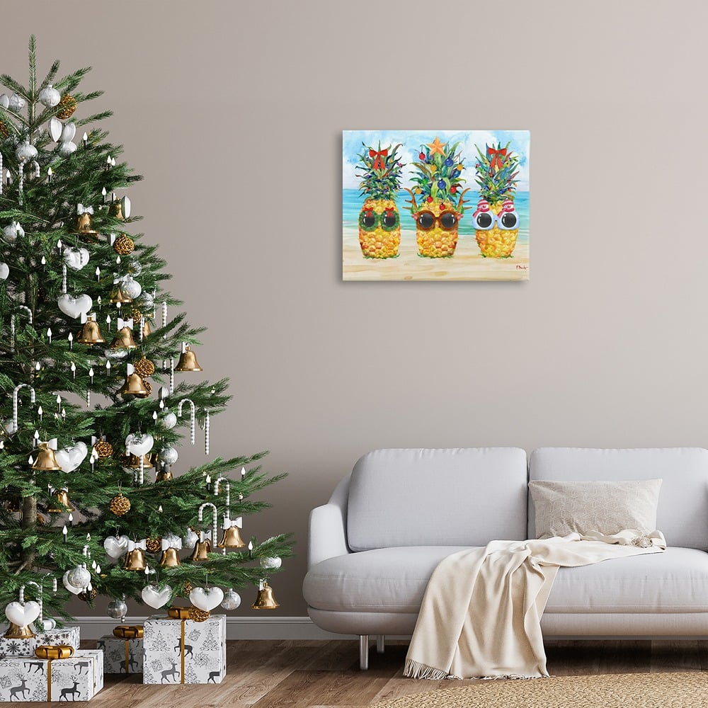 Stupell Industries Christmas Cool Pineapples Canvas Wall Art