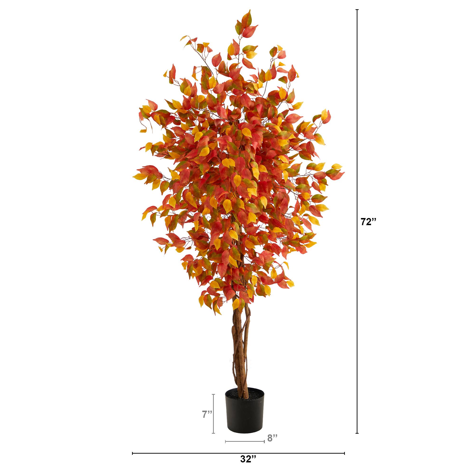 6ft. Orange Autumn Ficus Artificial Fall Tree
