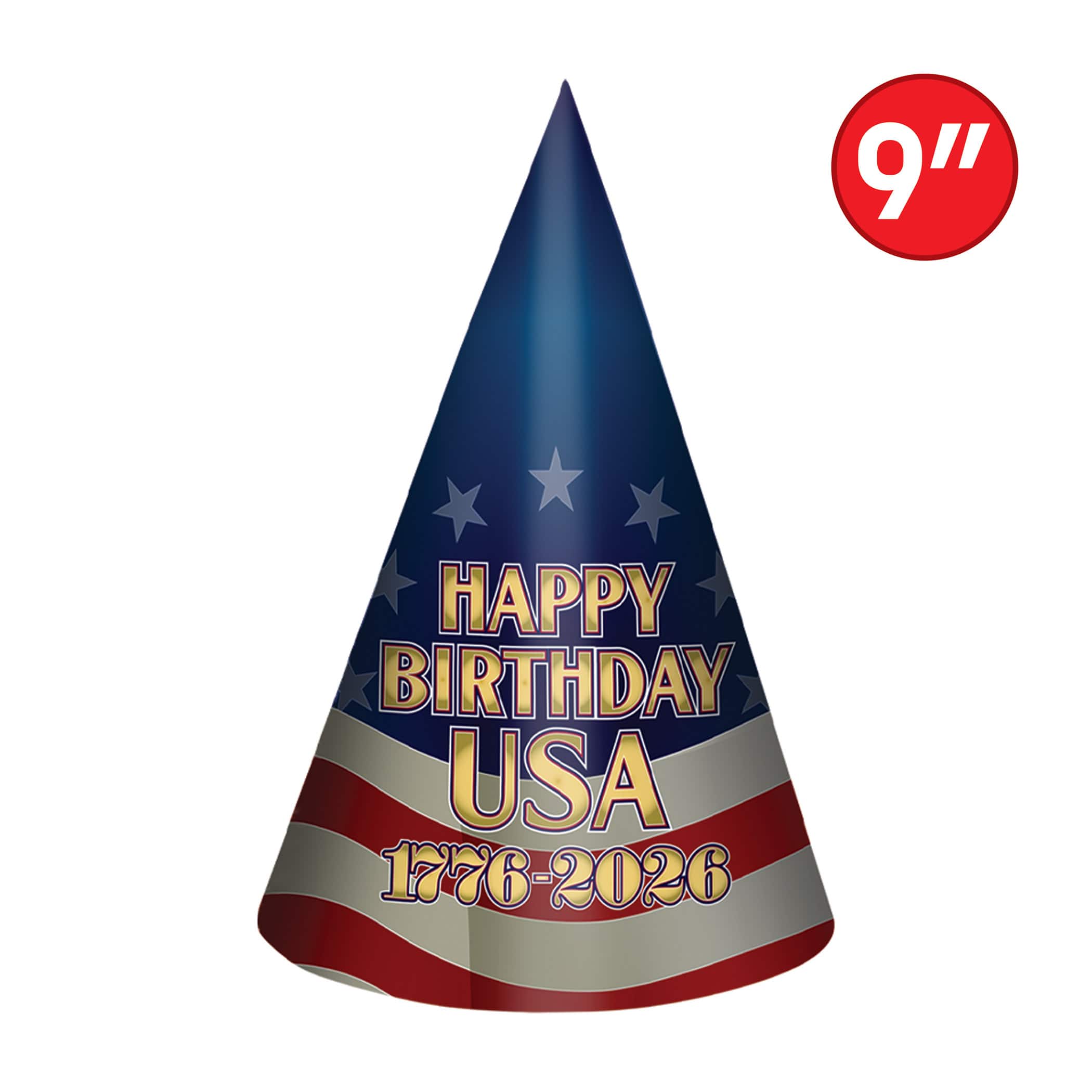 Beistle 9" Semiquincentennial Cone Hats, 2 Packs of 4