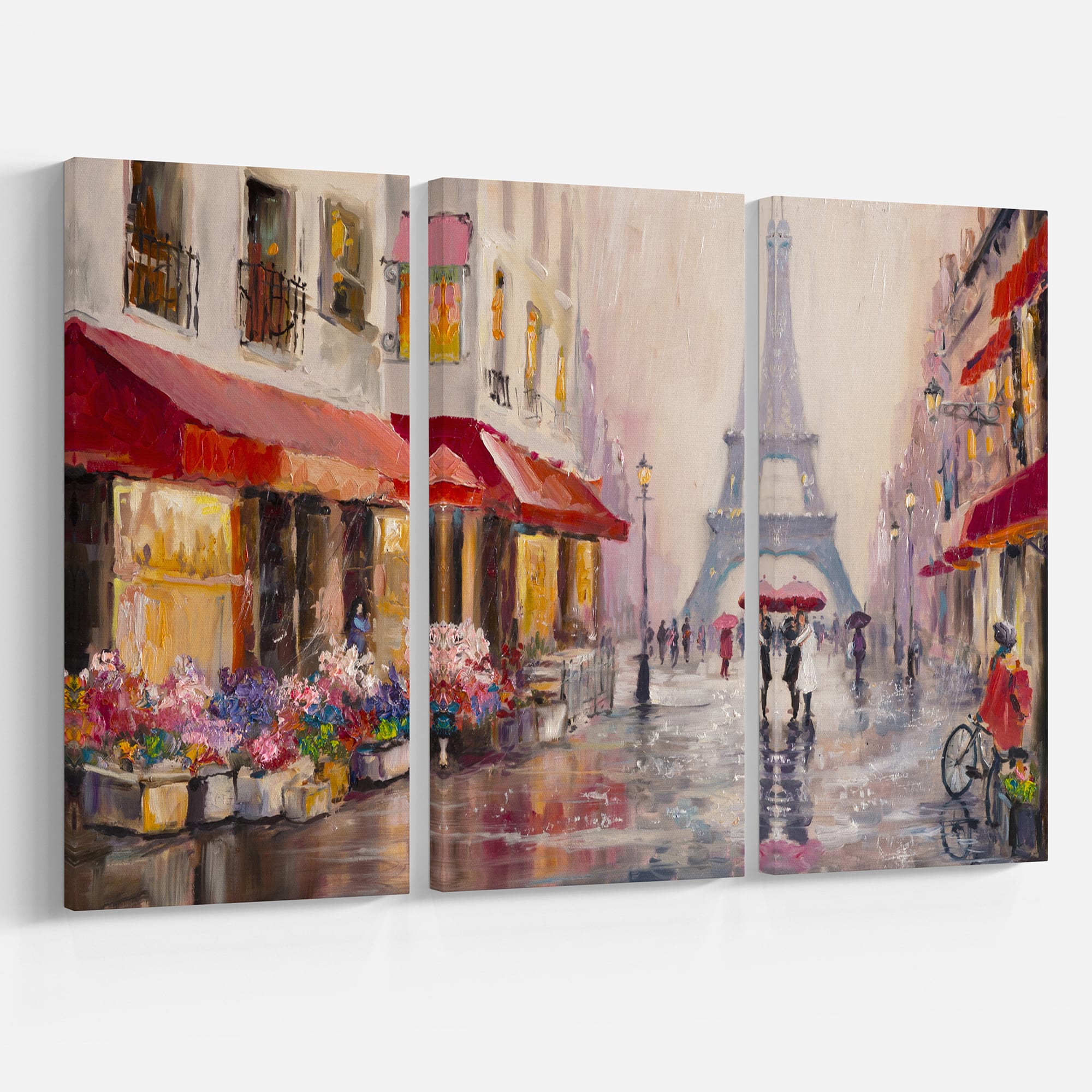 Designart - Lovers in Paris Eiffel Tower
