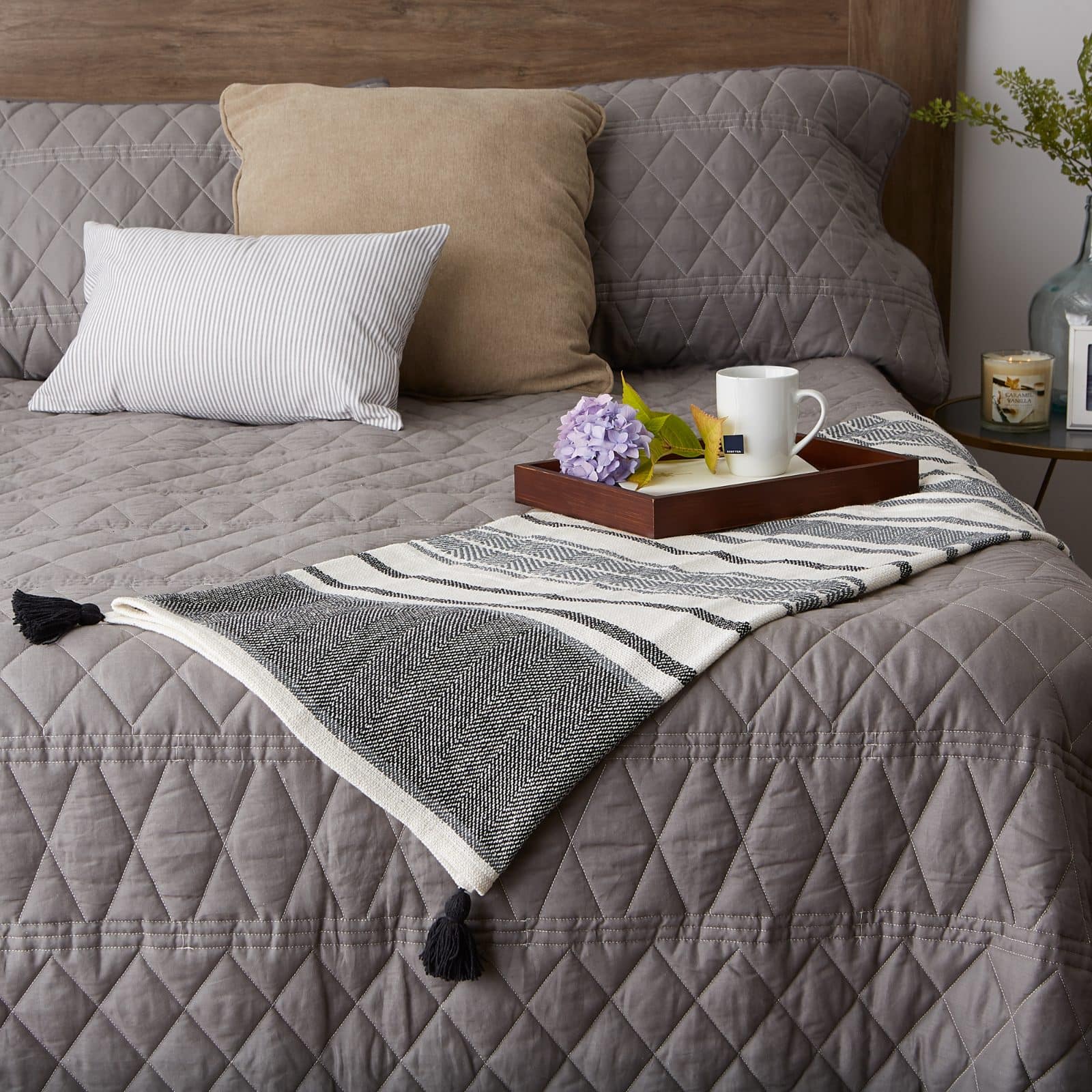 DII® Black & Mineral 2-Tone Chevron Stripe Throw