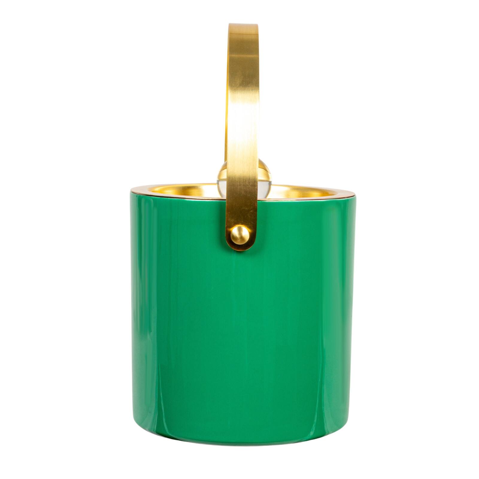 Hello Honey 1.5-Quart Enameled Stainless Steel Ice Bucket with Lid and Glass Knob, Gold Finish and Turquoise Color