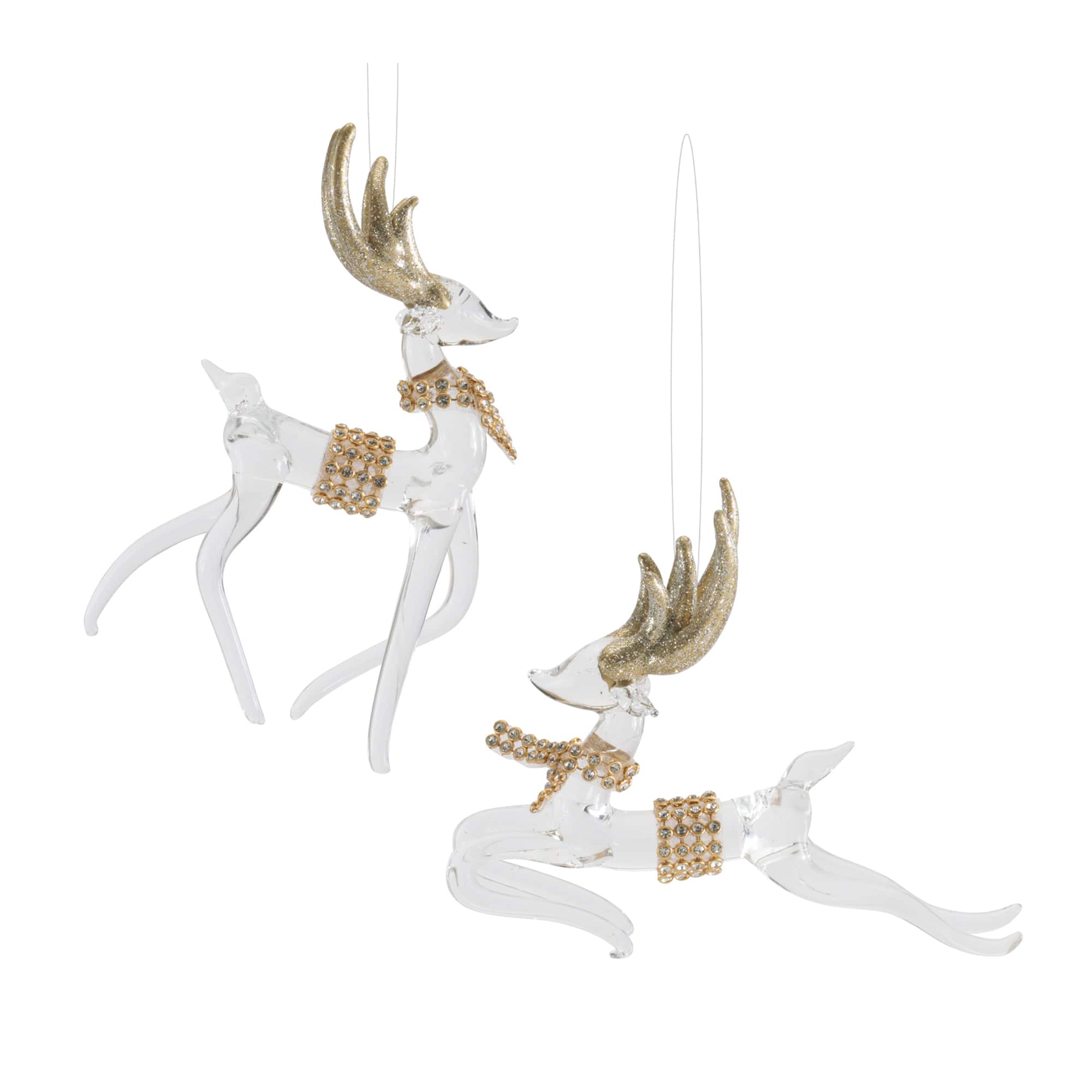 Melrose Gold Glass Deer Ornaments Set