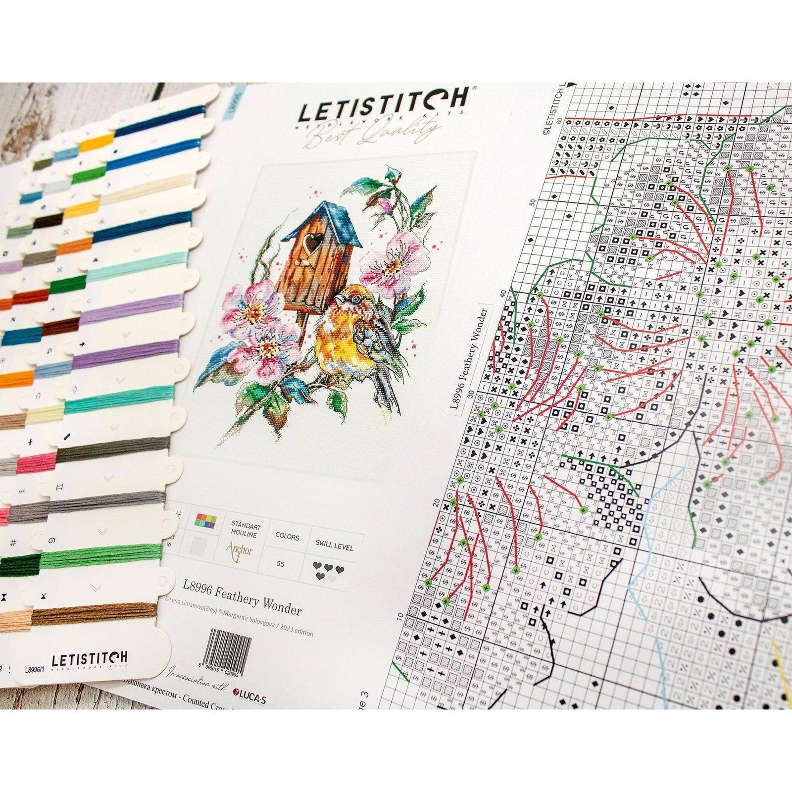 LetiStitch Feathery Wonder Counted Cross Stitch Kit
