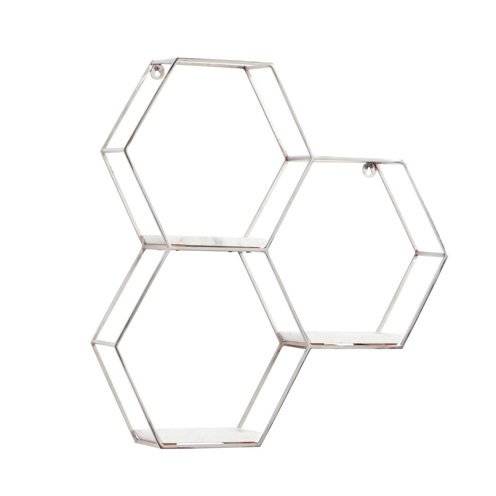 26" Silver Marble Contemporary Wall Shelf