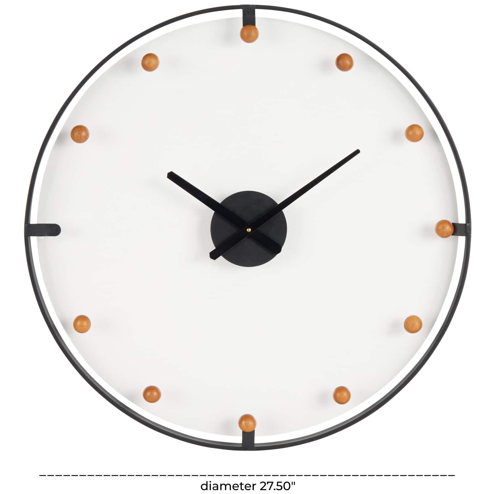 27.5" Black Metal Decorative Wall Clock with Acrylic Face & Ball Accents