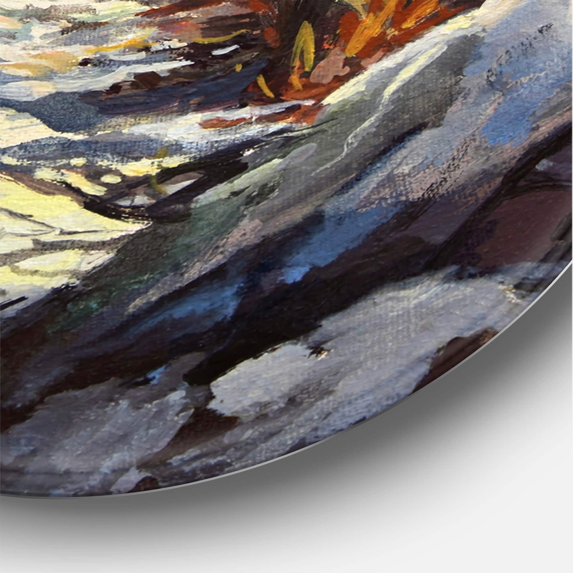 Designart - Marble Path In Autumn - Traditional Metal Circle Wall Art